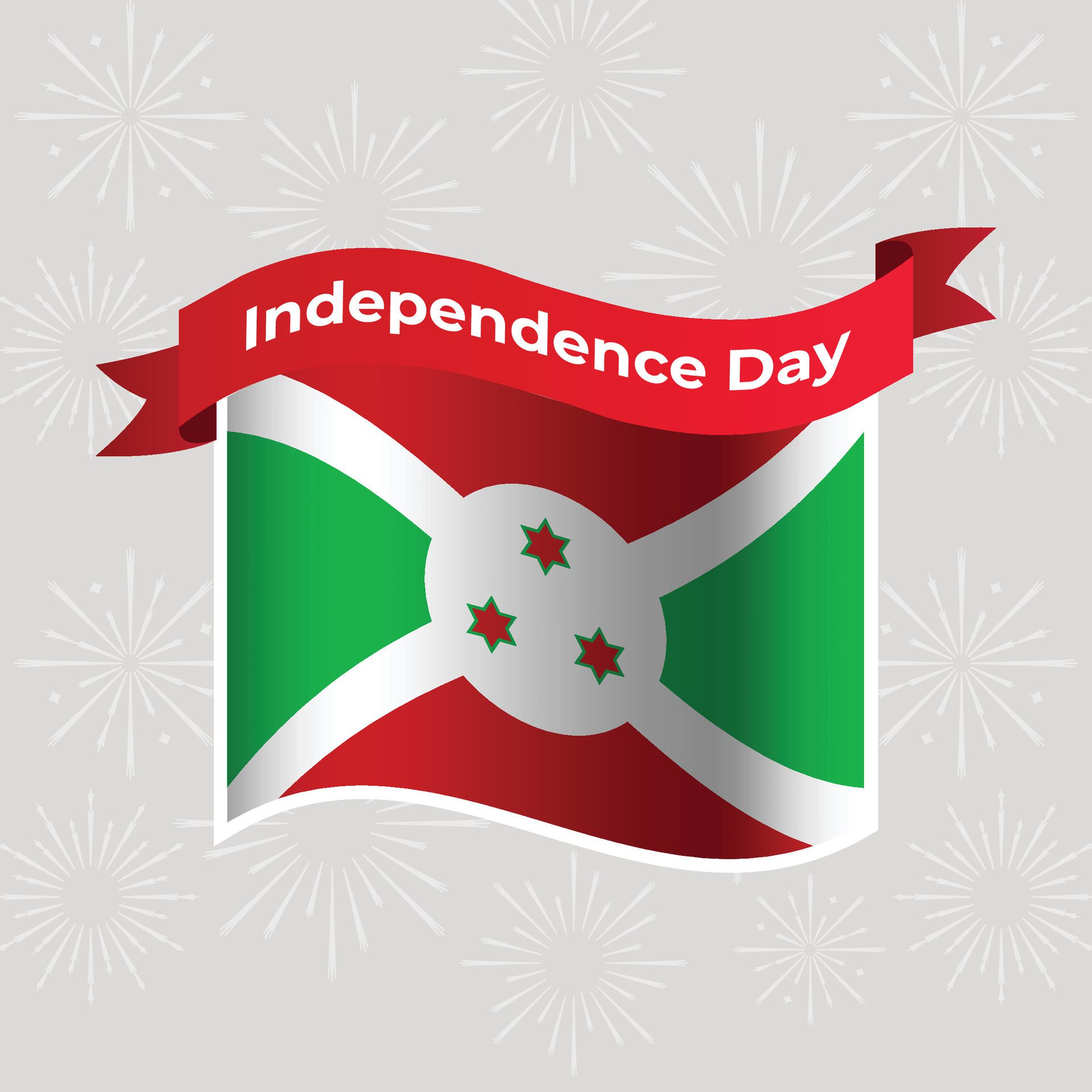 Burundi Wavy Flag Independence Day Banner Background Free Vector