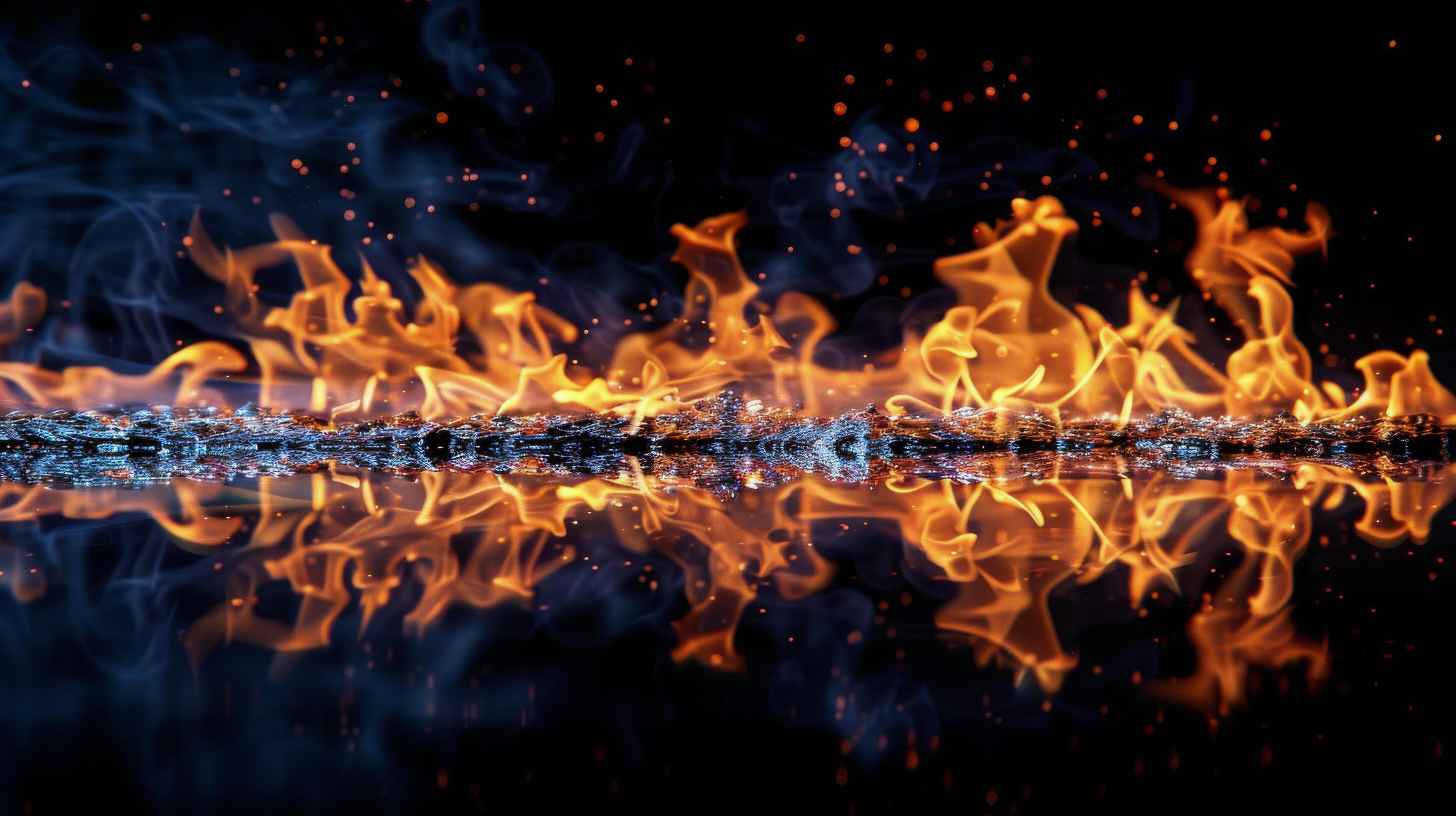 Close-Up of Fire Against Black Background Stock Free