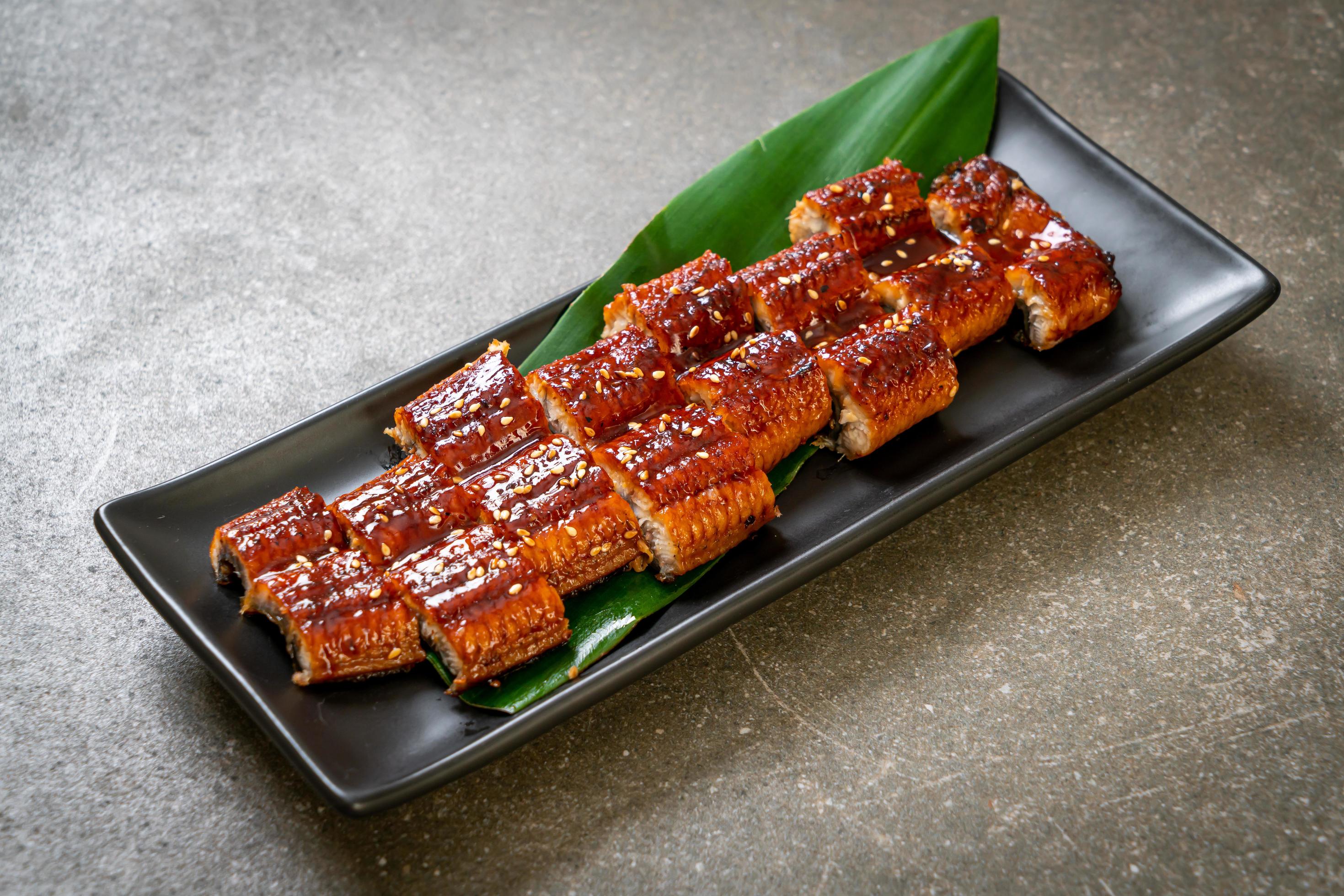 Sliced grilled eel or grilled unagi with sauce – Kabayaki – Japanese food style Stock Free