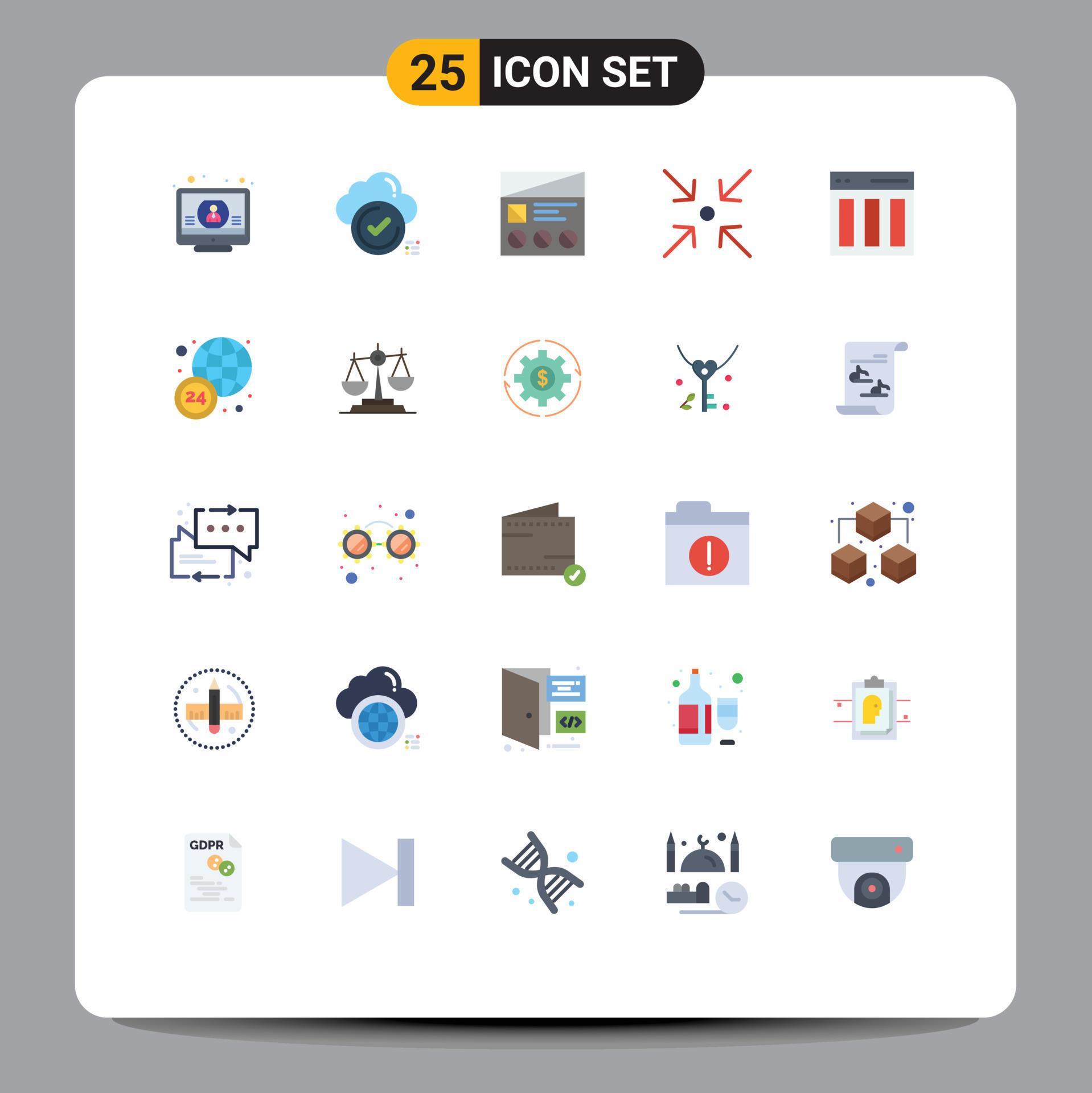 25 User Interface Flat Color Pack of modern Signs and Symbols of expand arrow cloud usability prototype Editable Vector Design Elements Stock Free and Free SVG