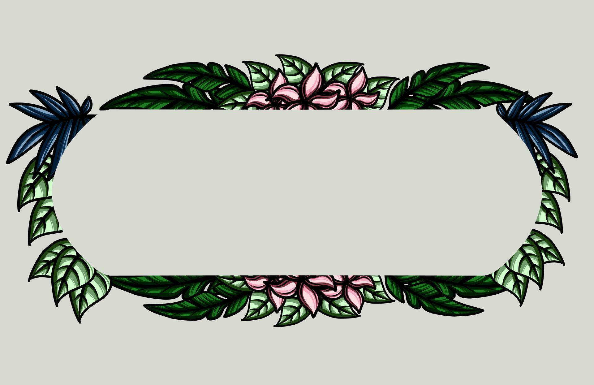 frame the border with an arrangement of leaves and flowers. Vector design Stock Free