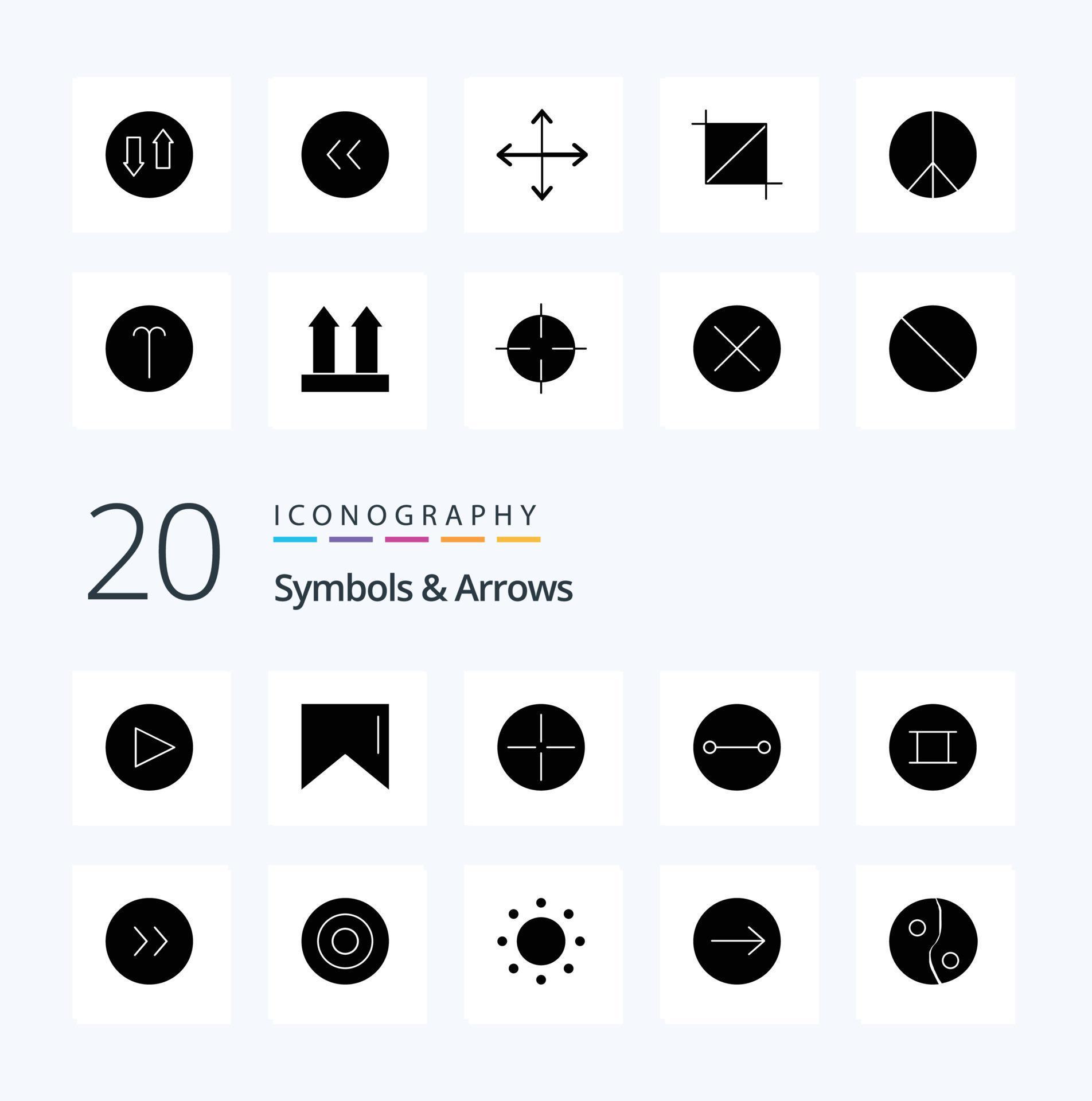 20 Symbols Arrows Solid Glyph icon Pack like symbols sign circle commitment symbolism Stock Free