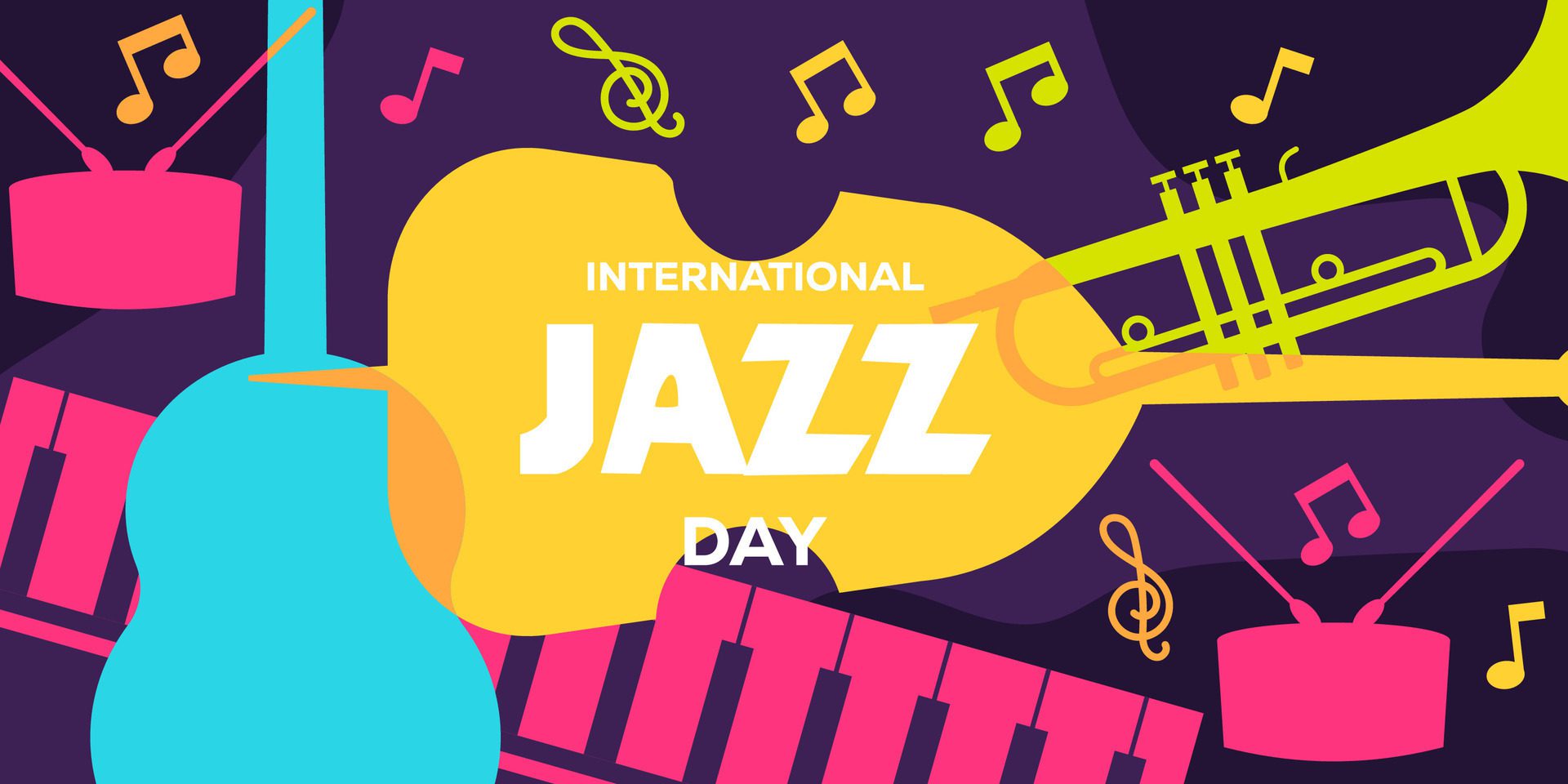 international jazz day horizontal banner illustration Free Vector