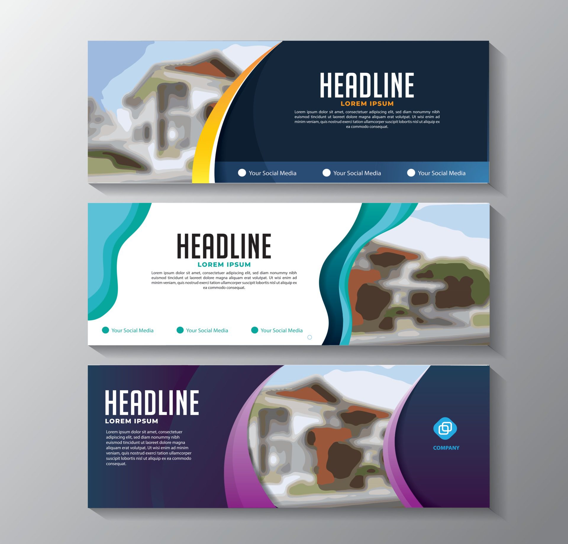 design horizontal banner template for advertising Free Vector