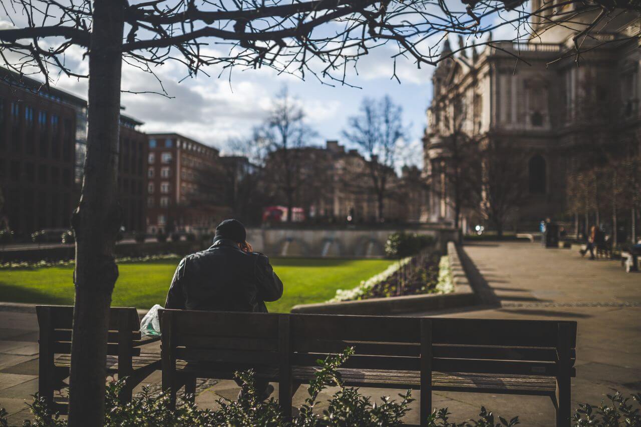 Man Sitting on Bench at Park Stock Free