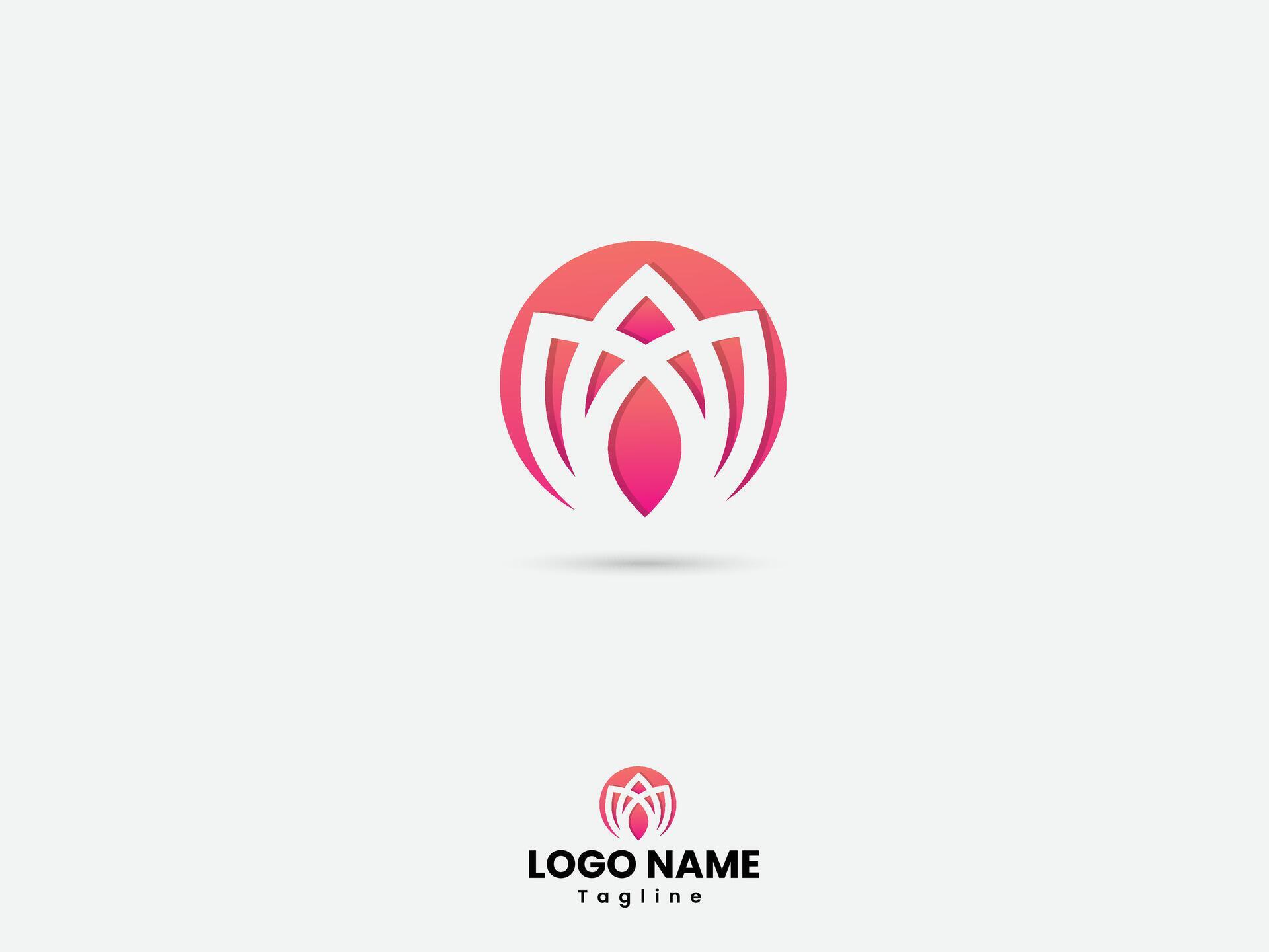 Lotus flower logo design with pink gradient Stock Free