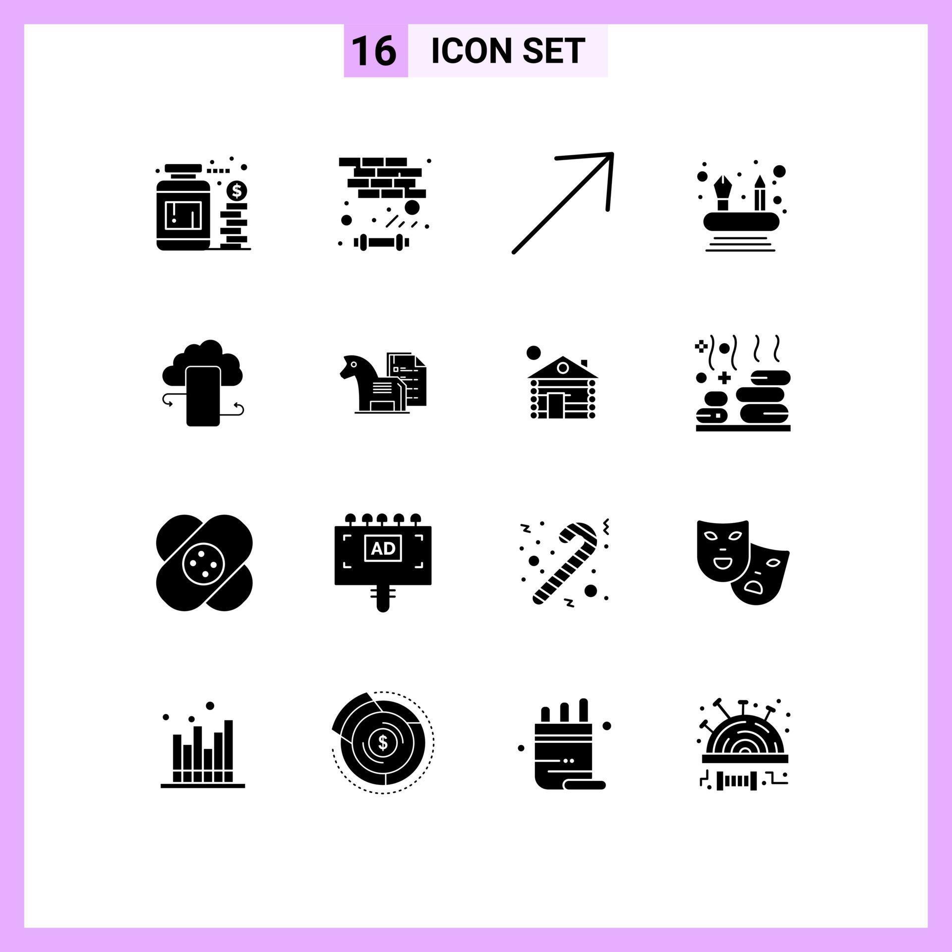 Universal Icon Symbols Group of 16 Modern Solid Glyphs of clouds business arrow cloudstorage competencies Editable Vector Design Elements Stock Free