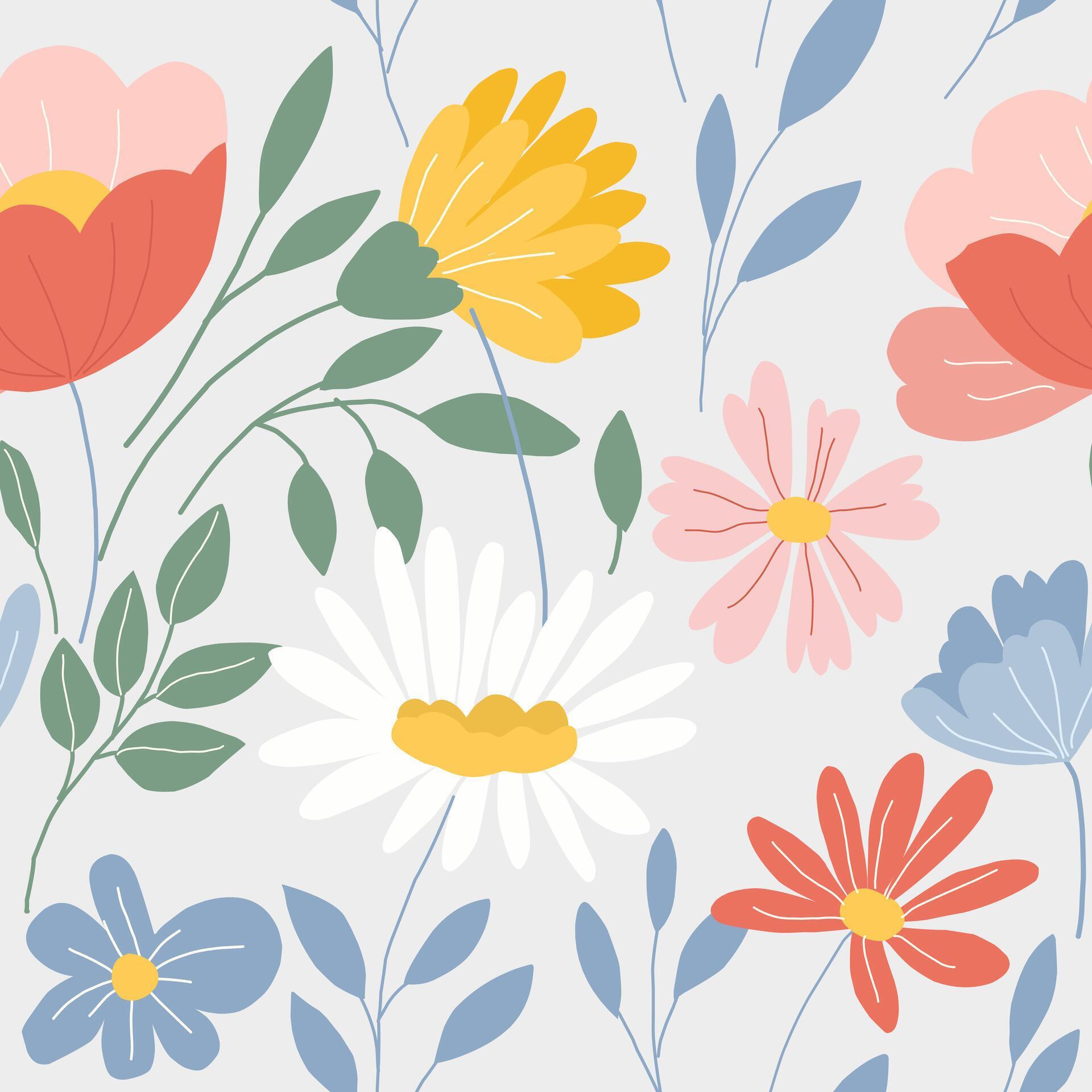 Cute Pastel Flower Seamless Pattern Stock Free