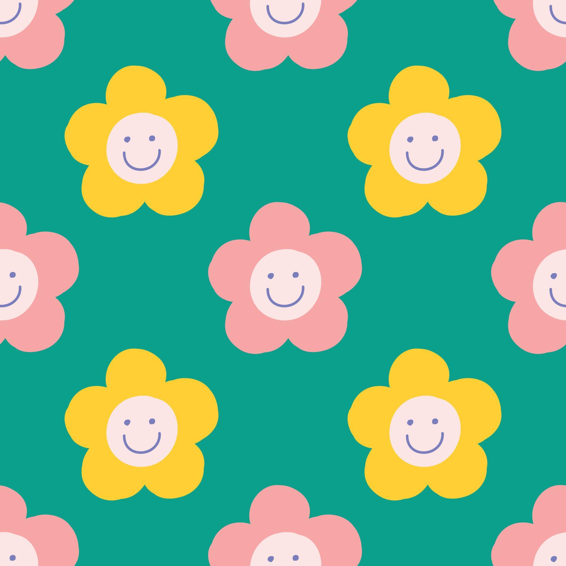 colorful and fun flower seamless pattern design Stock Free