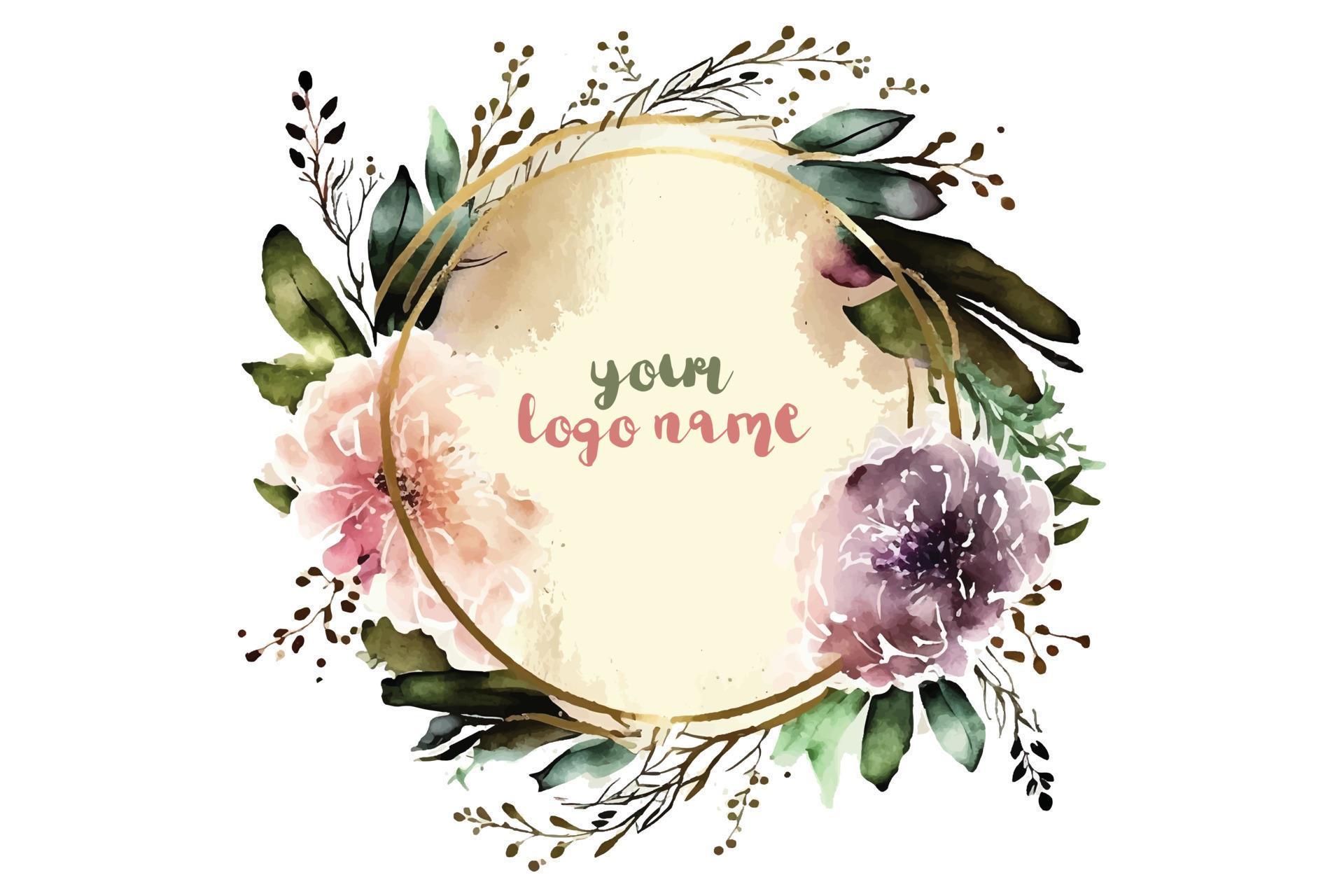 Watercolor Floral Logo, Round Floral Logo, modern Watercolor Logo, Logo Design, Calligraphy Logo, Floral Logo, Flower Logo Stock Free