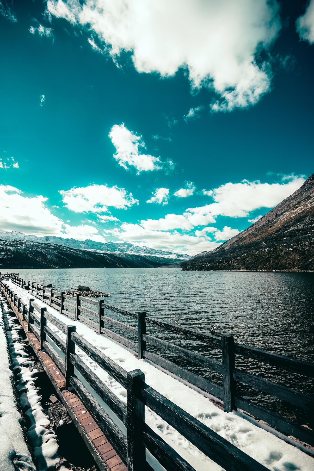 Spectacular scenery in the high mountains of western Sichuan, China, with different seasons Stock Free