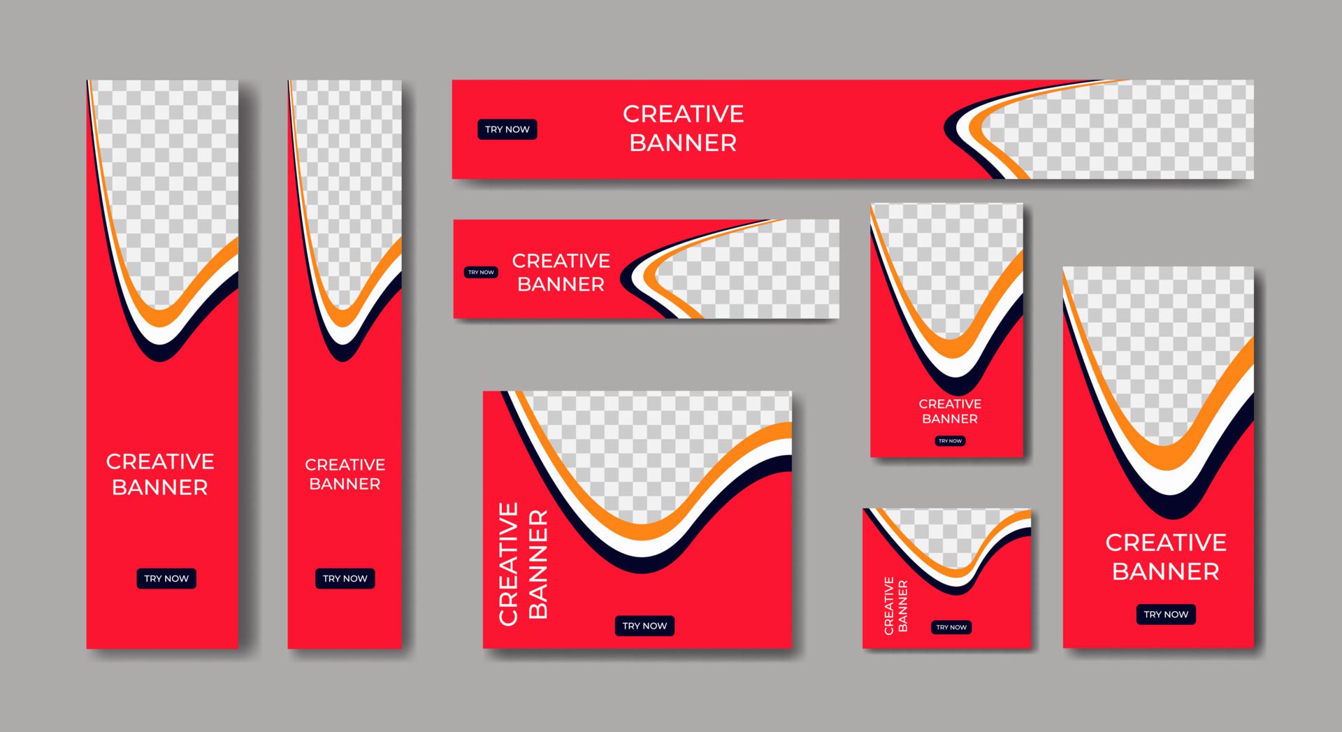 Set Of Ad Banner Template Design Free Vector