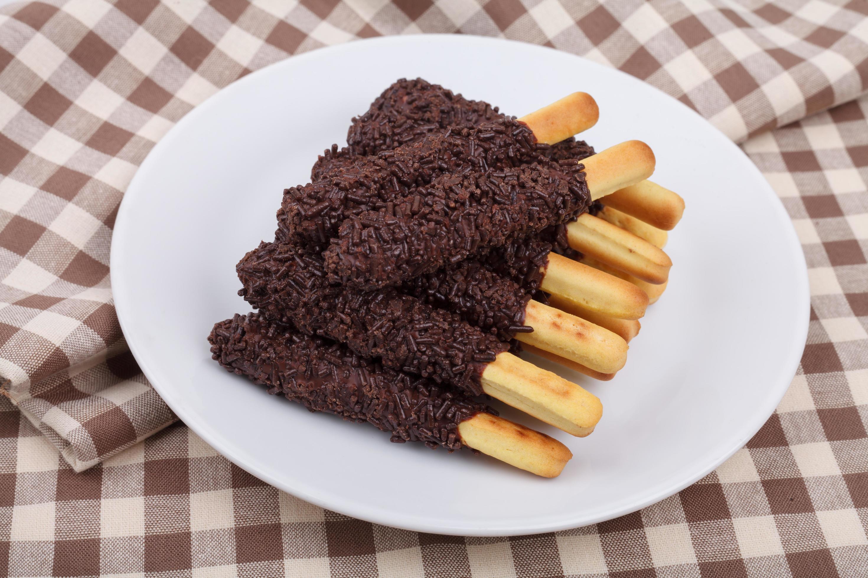 snack food biscuit stick chocolate coated Stock Free