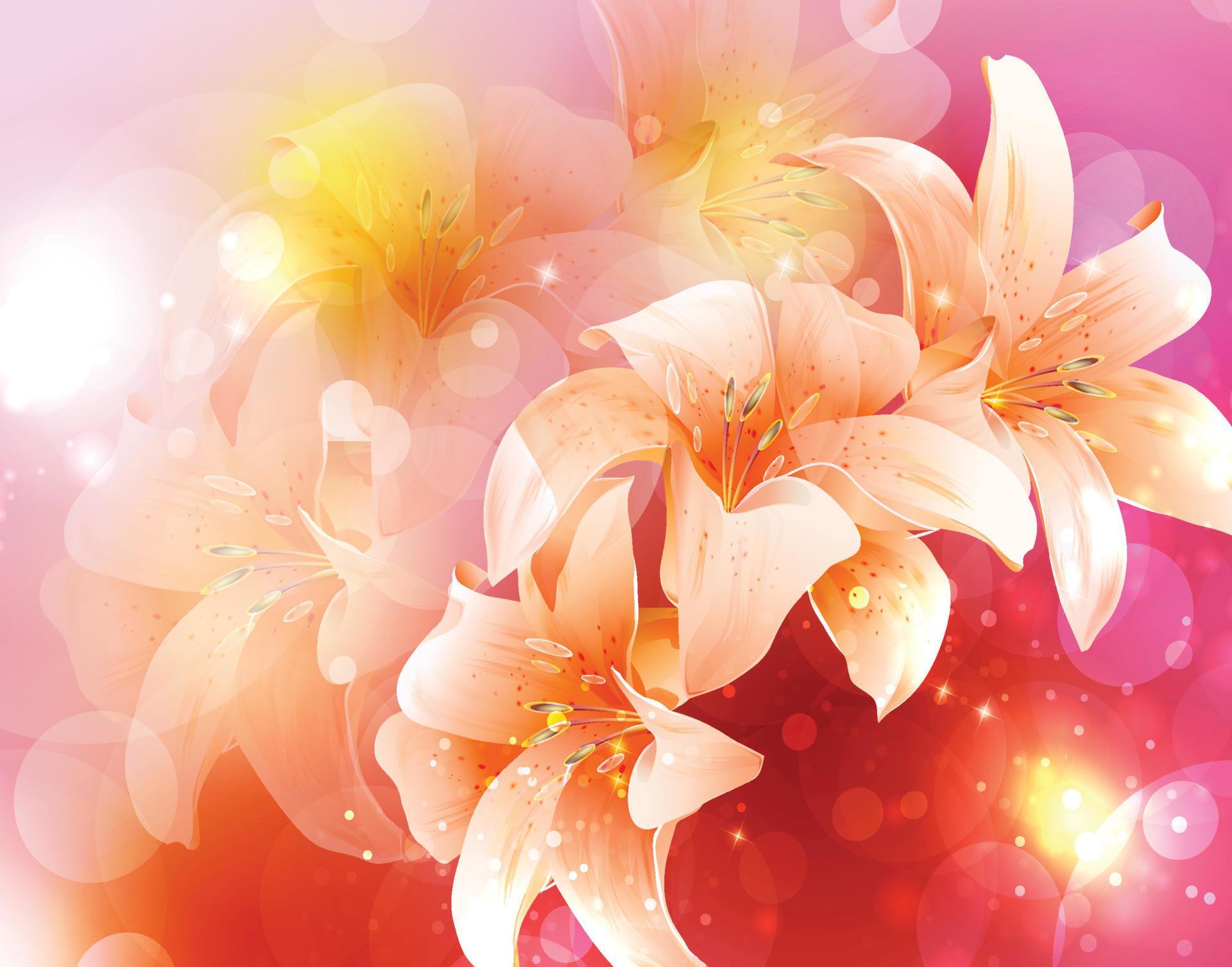 Lily flower on pink gradient background Stock Free