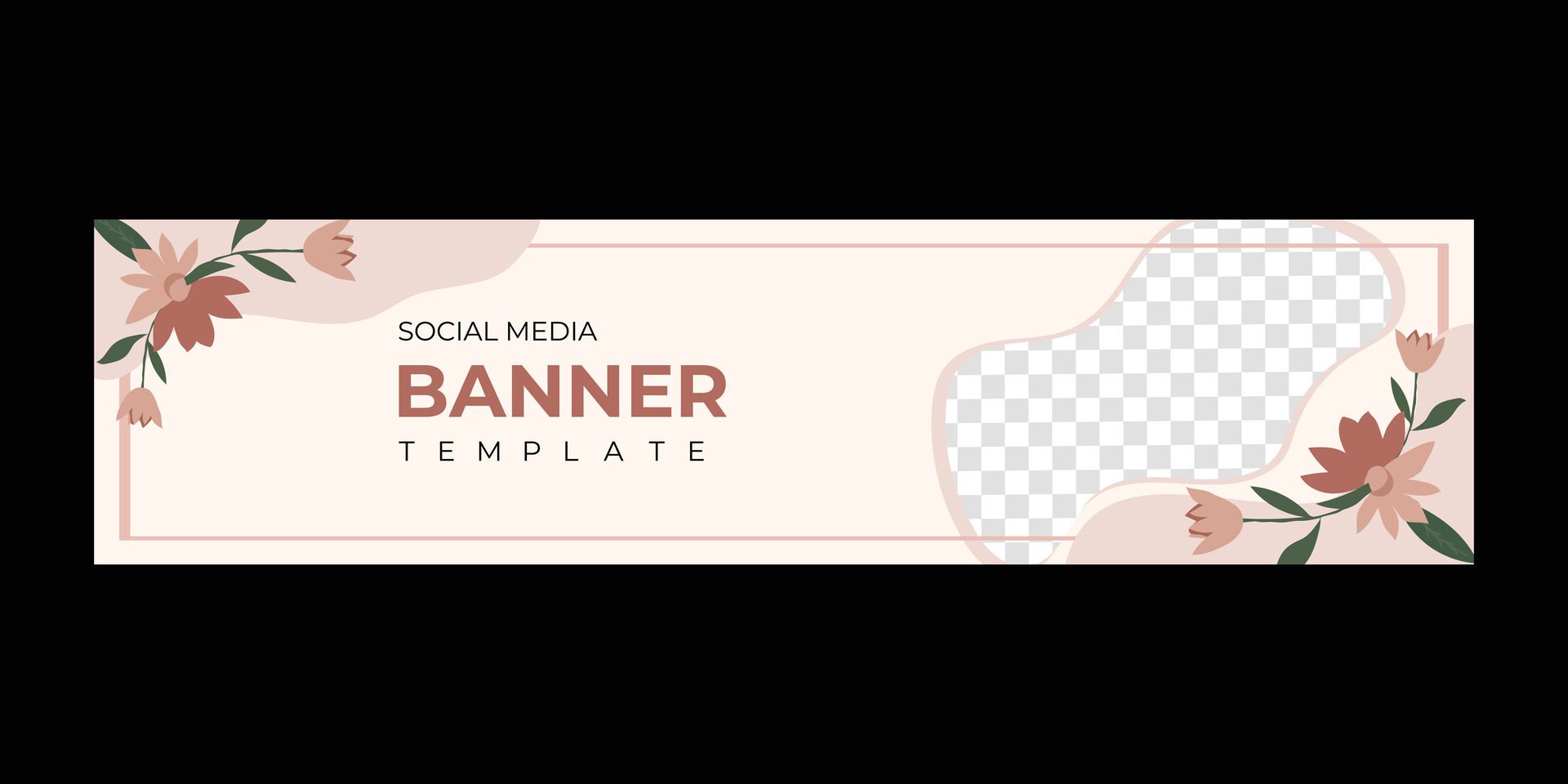 Social media cover banner design with blank image section Free Vector