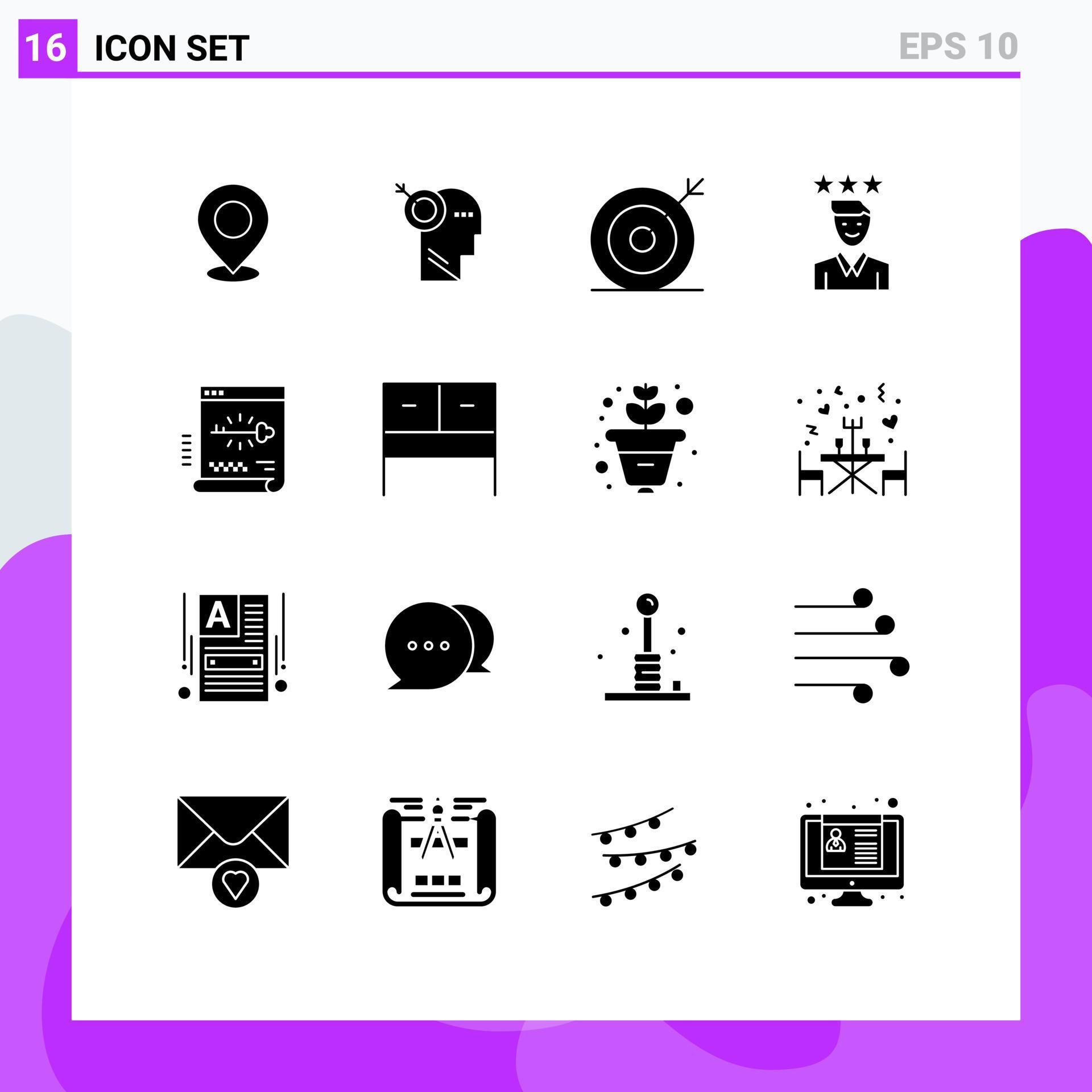 Universal Icon Symbols Group of 16 Modern Solid Glyphs of business search arrow optimization engine Editable Vector Design Elements Stock Free