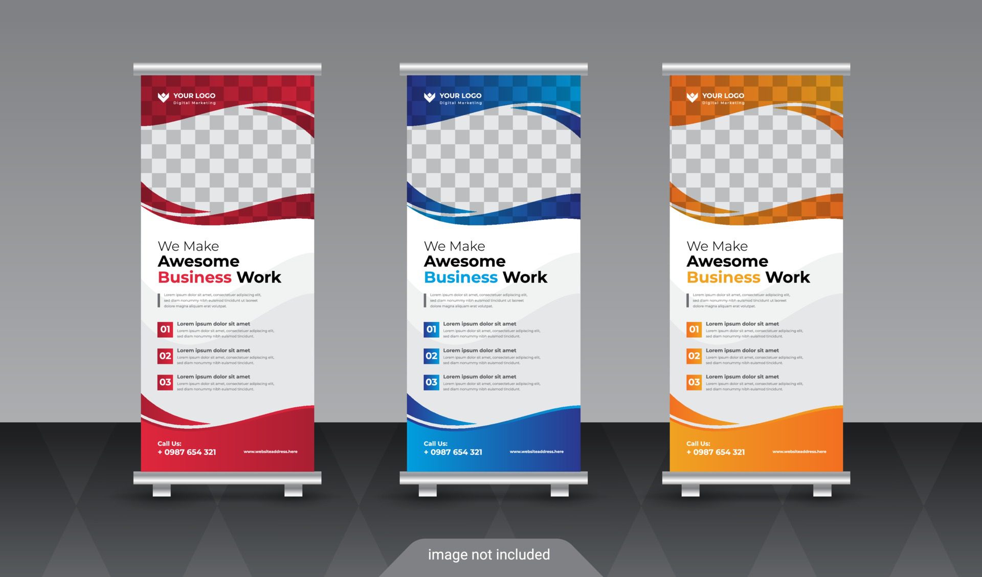 Design of vector white roll-up banners Free Vector