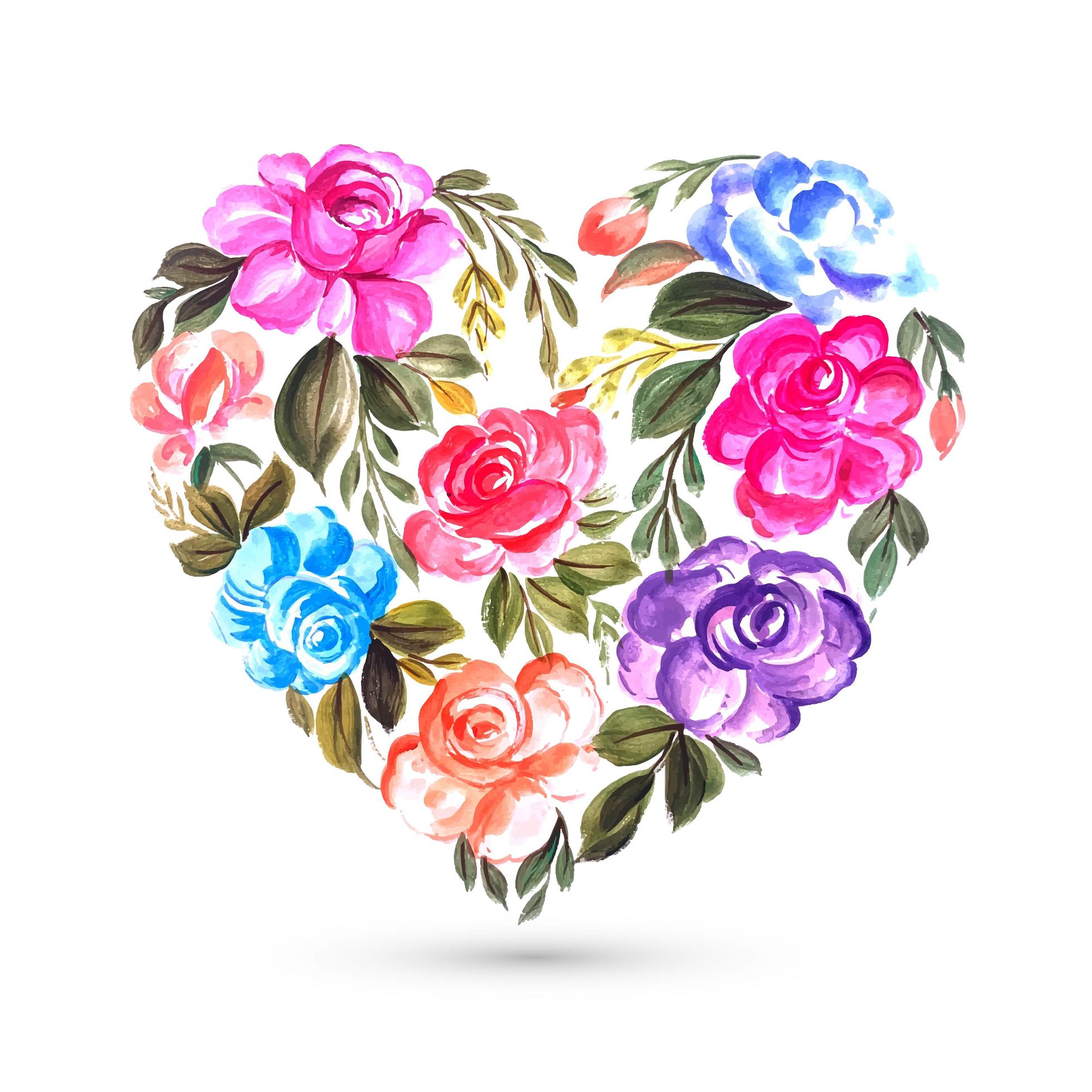 Colorful flower greeting card with heart design Stock Free