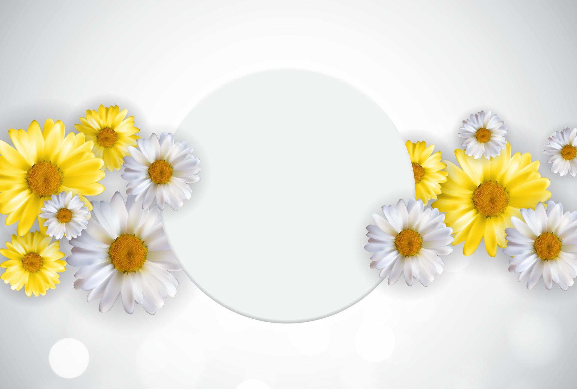 Cute Background with Frame and Flowers. Vector Illustration Stock Free