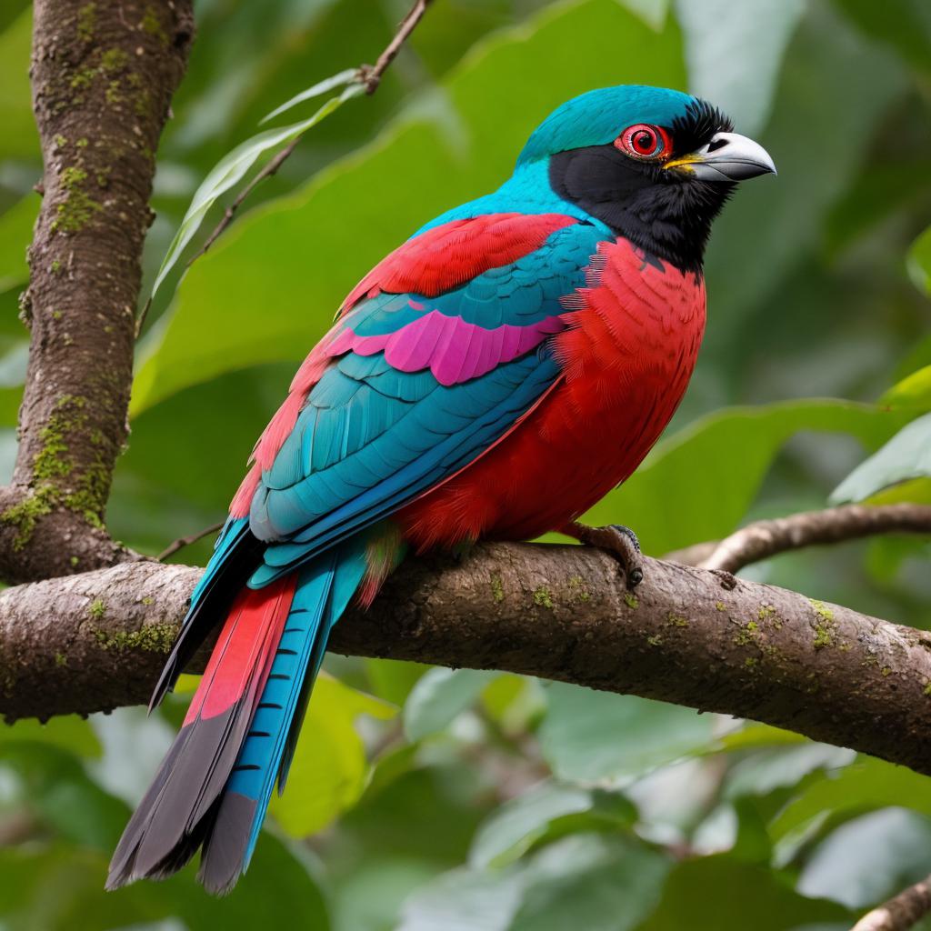 Philippine Trogon flying. yellow by @ai_generated