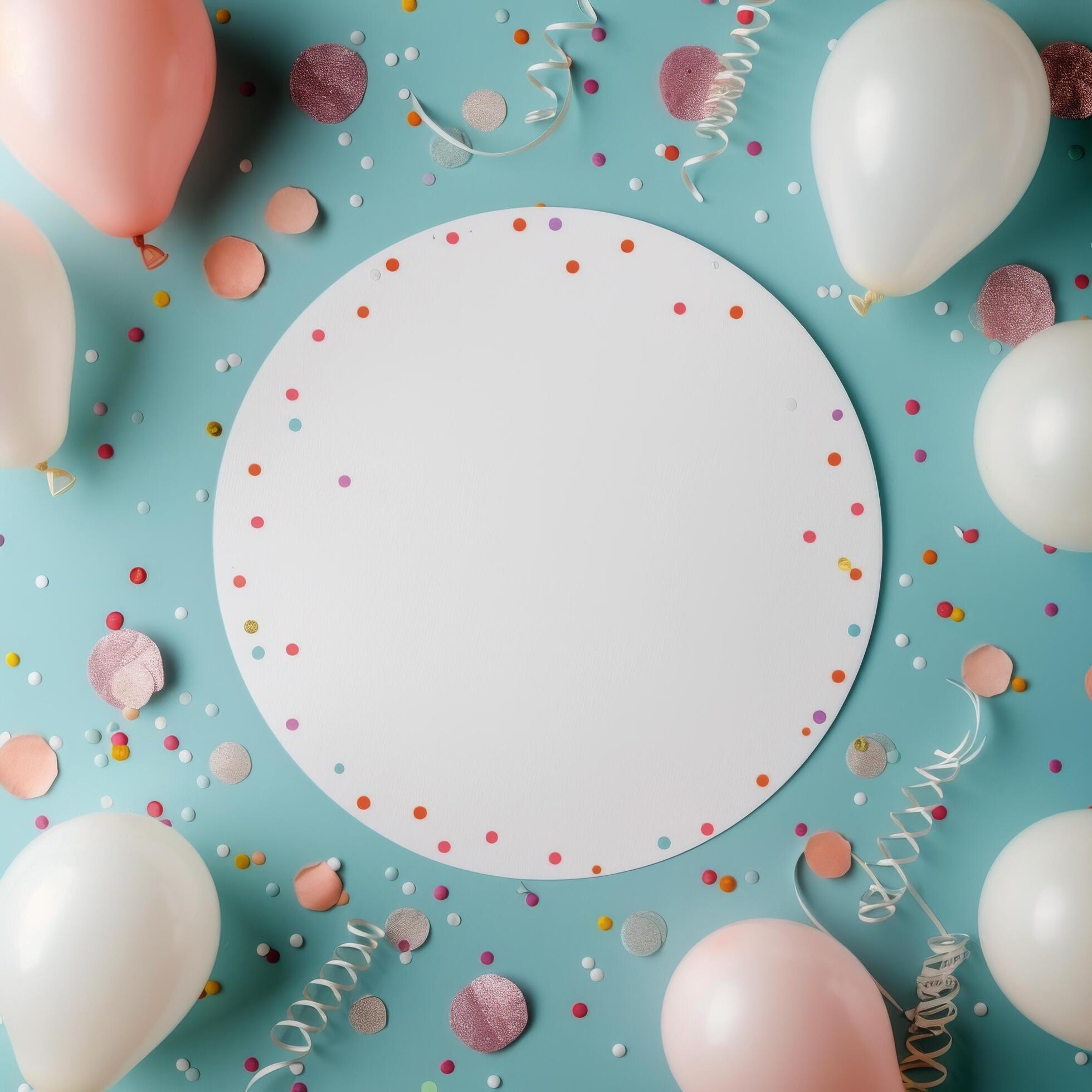 Birthday Party Decorations on Pink Background Stock Free