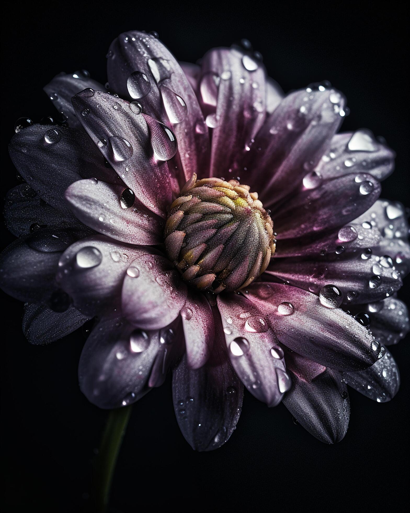 Flower adorned with glistening droplets of water Stock Free