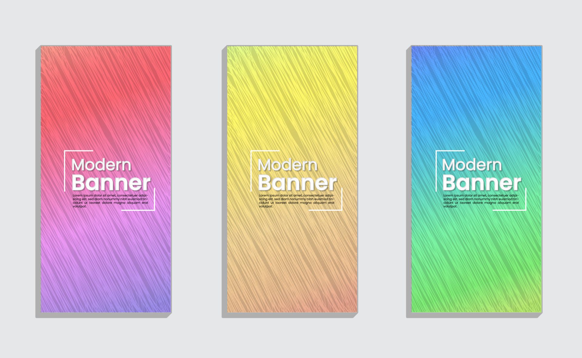 Modern Banners with Gradient Texture Colors and Available Color Options Free Vector