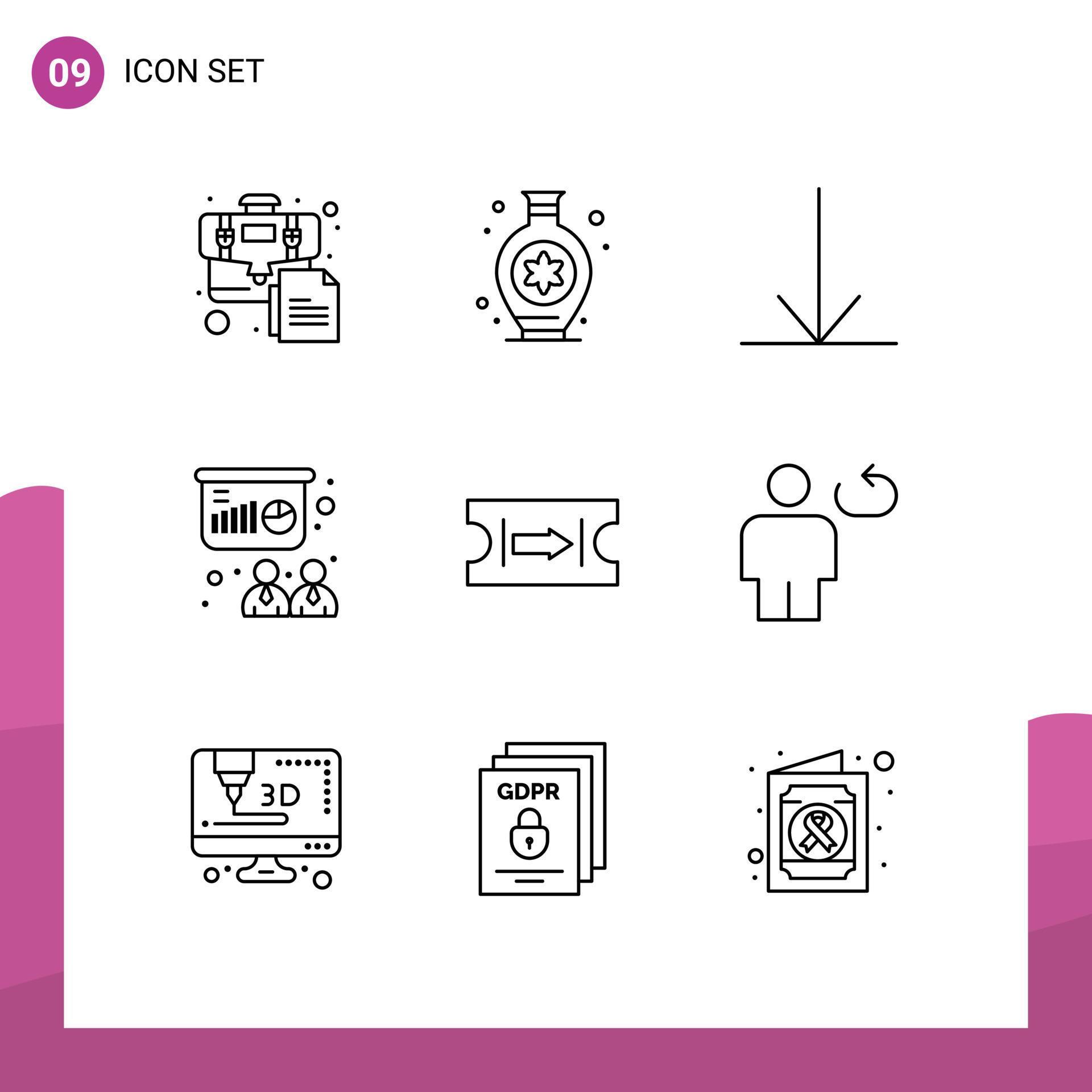 9 Creative Icons Modern Signs and Symbols of body journey down arrow board Editable Vector Design Elements Stock Free