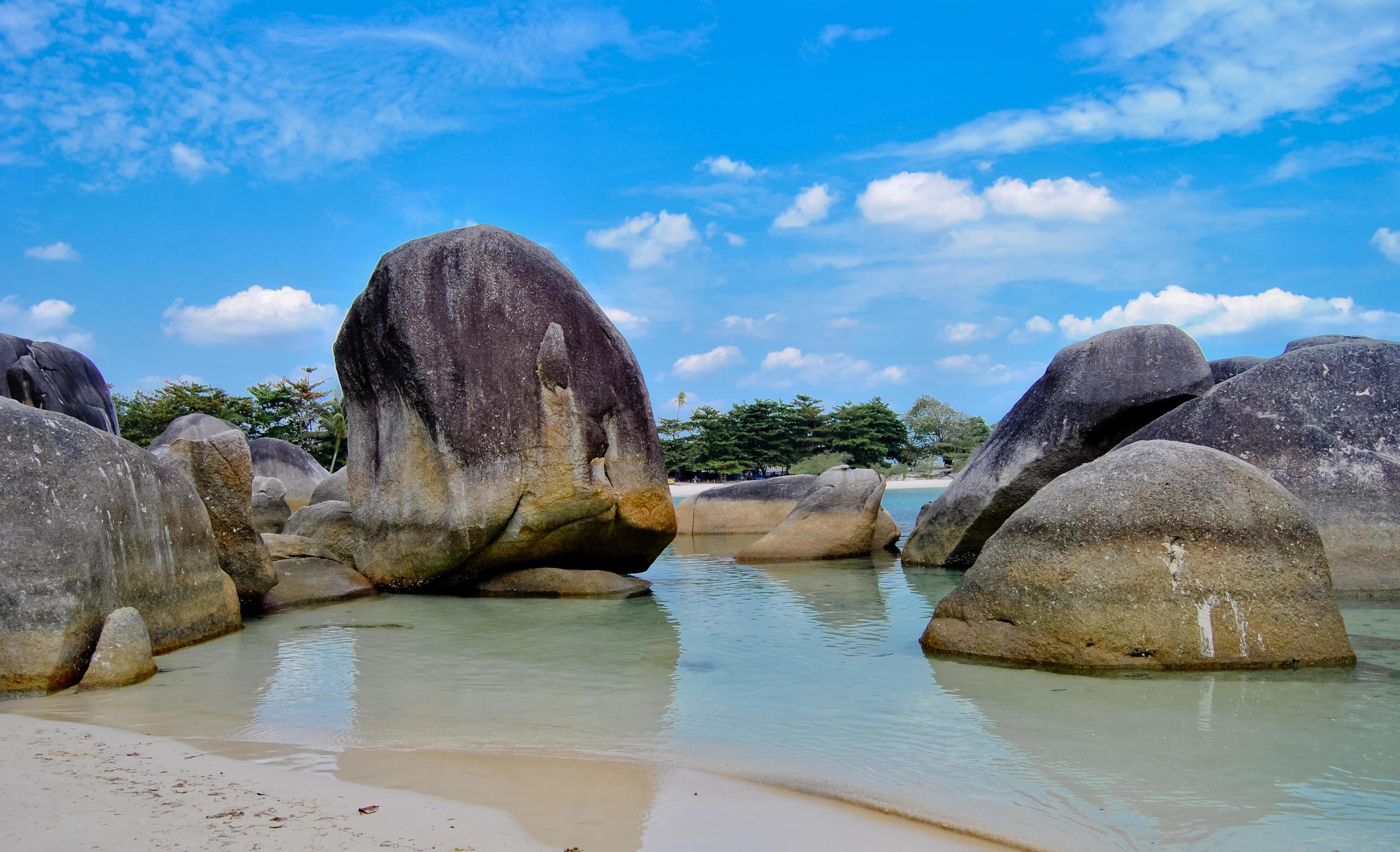 the beauty of Tanjung Tinggi beach, Laskar Pelangi, Belitung, Indonesia Stock Free