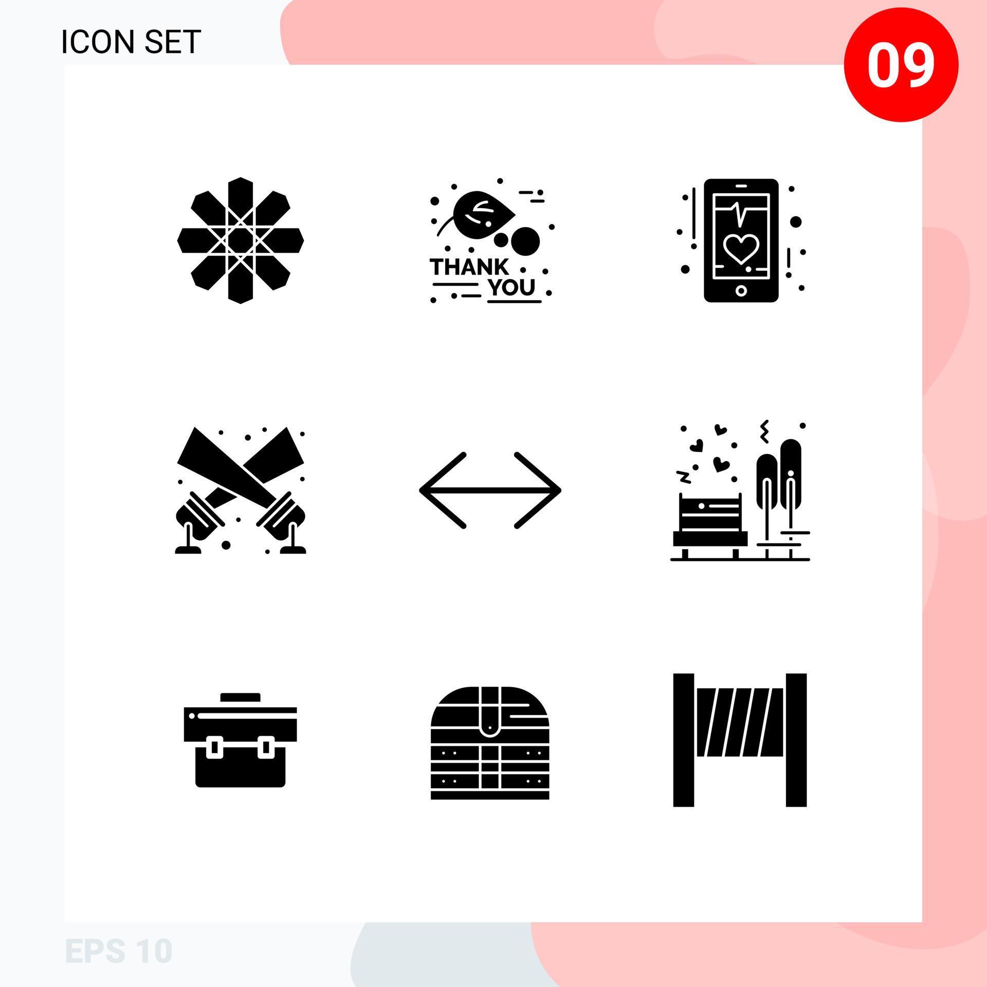 Solid Glyph Pack of 9 Universal Symbols of arrow spotlight beat floodlight phone Editable Vector Design Elements Stock Free