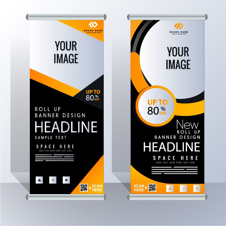 Vertical Roll Up Modern Business Banner Free Vector