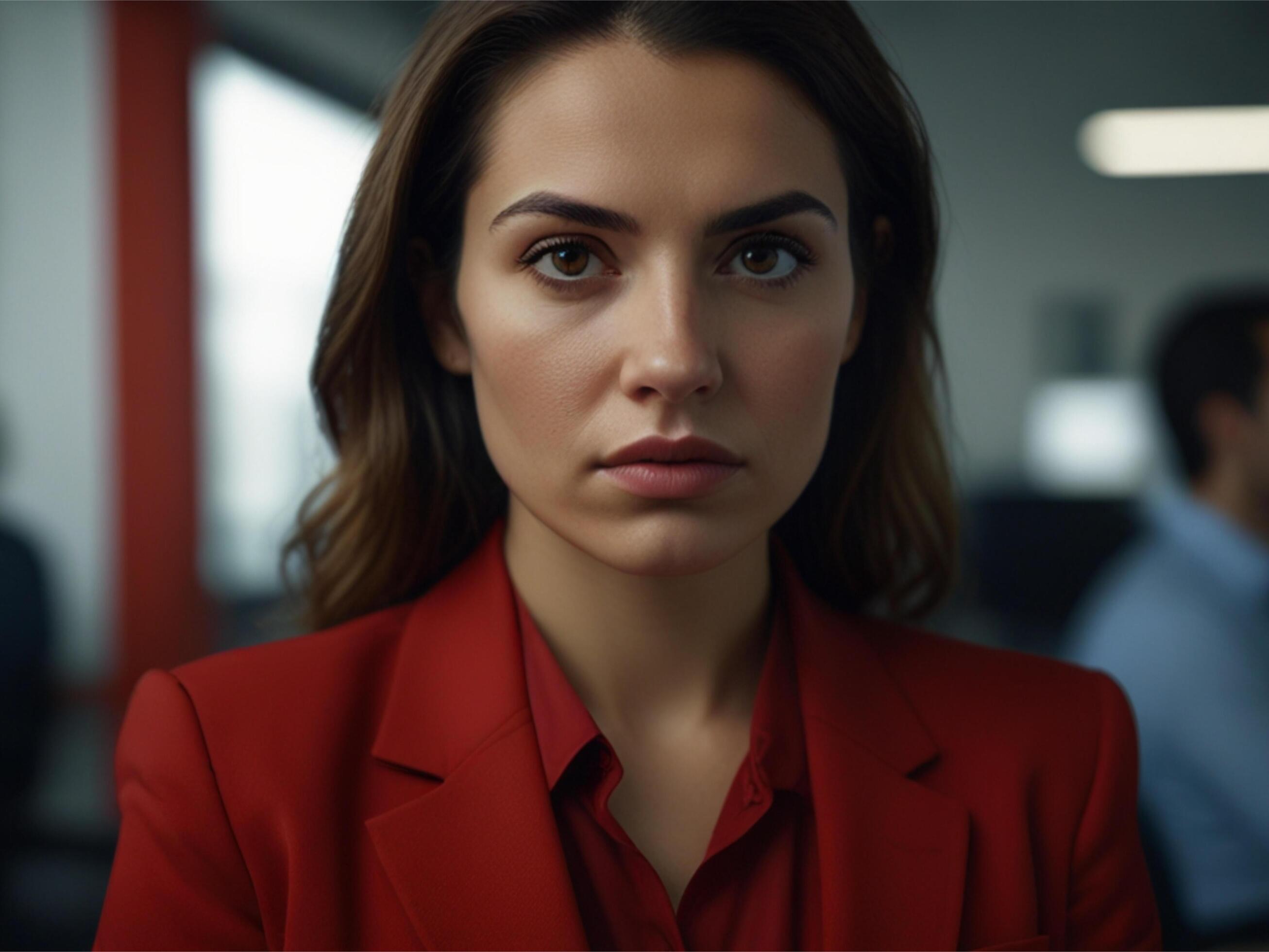 Beautiful Business woman in Red Suit Stock Free