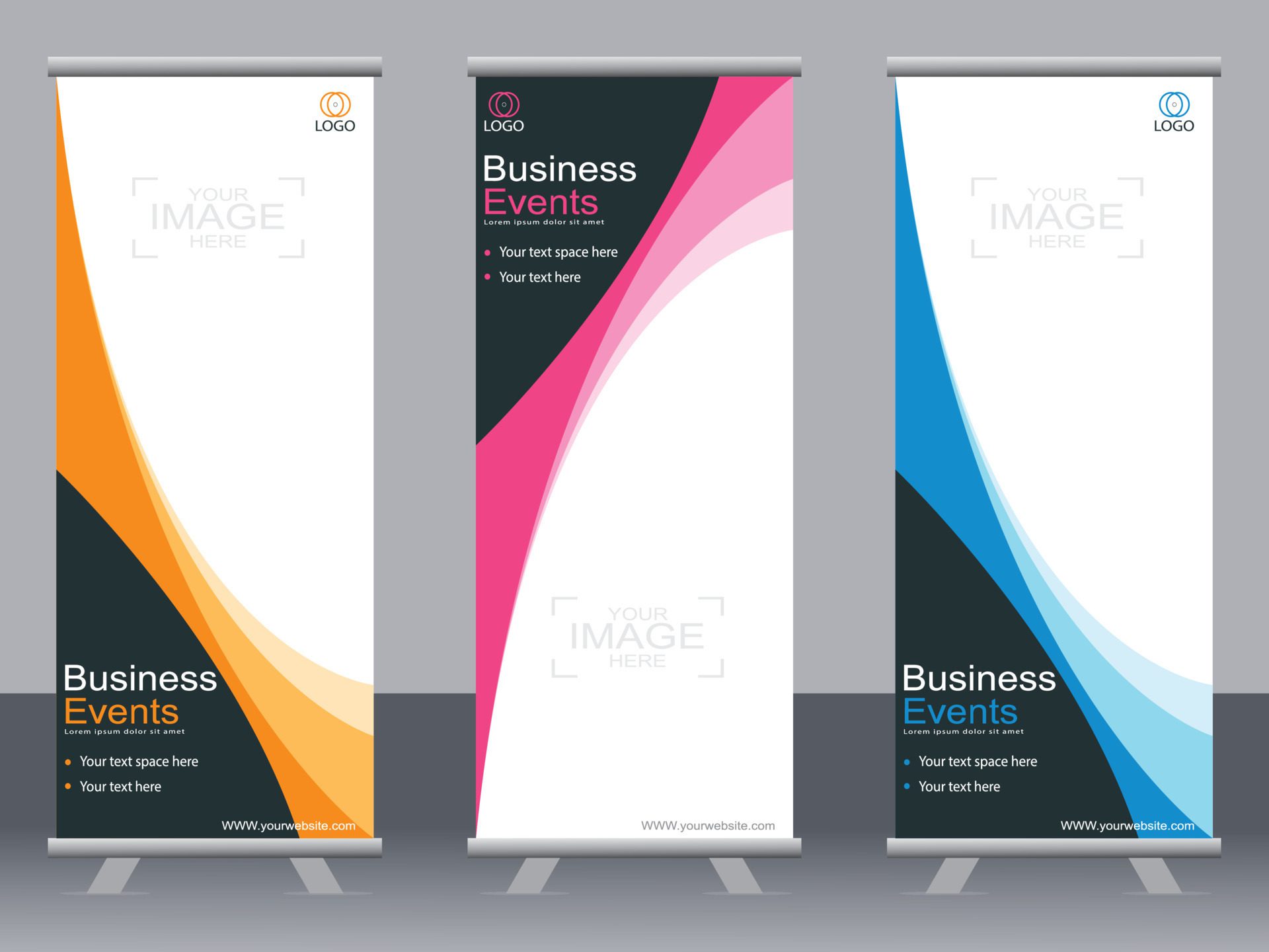 Business banner roll up set standee banner template Modern banner. Free Vector