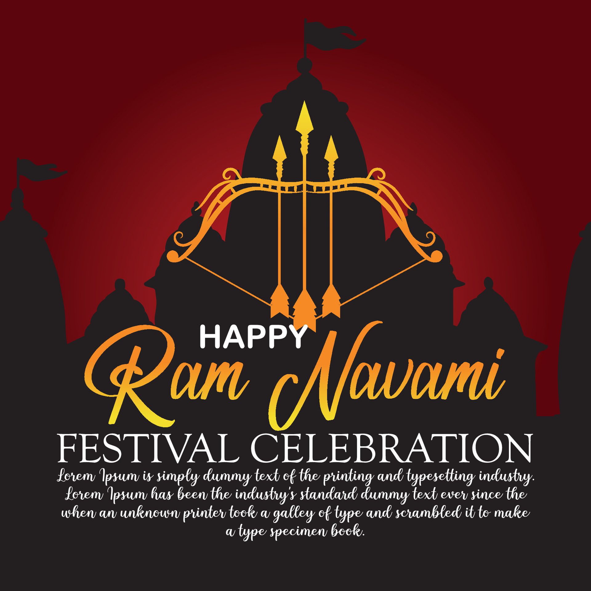 Happy Ram Navami cultural Banner Hindu festival vertical post wishes celebration card Ram Navami celebration background Free Vector