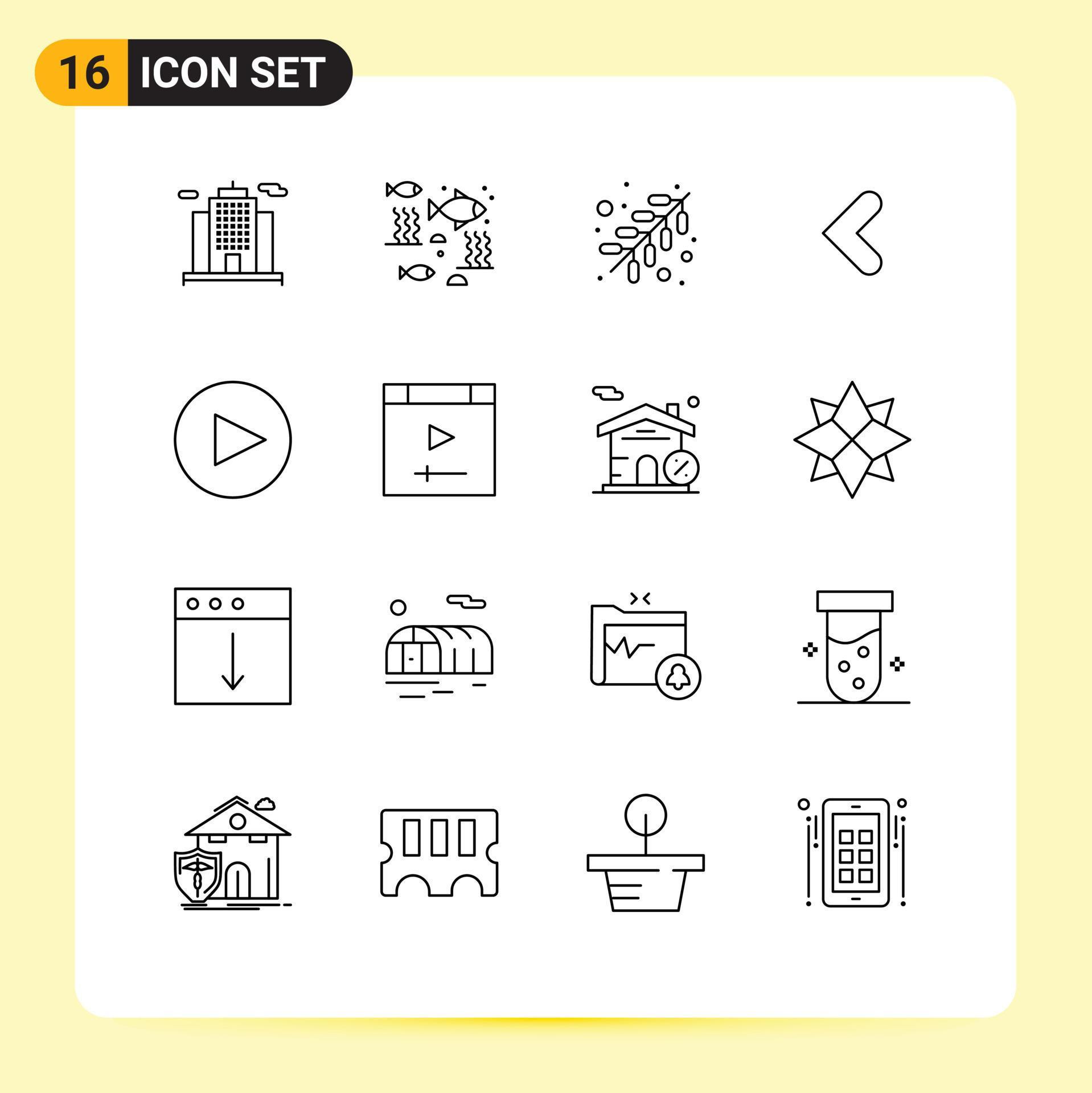 Set of 16 Modern UI Icons Symbols Signs for app arrow fire left back Editable Vector Design Elements Stock Free and Free SVG