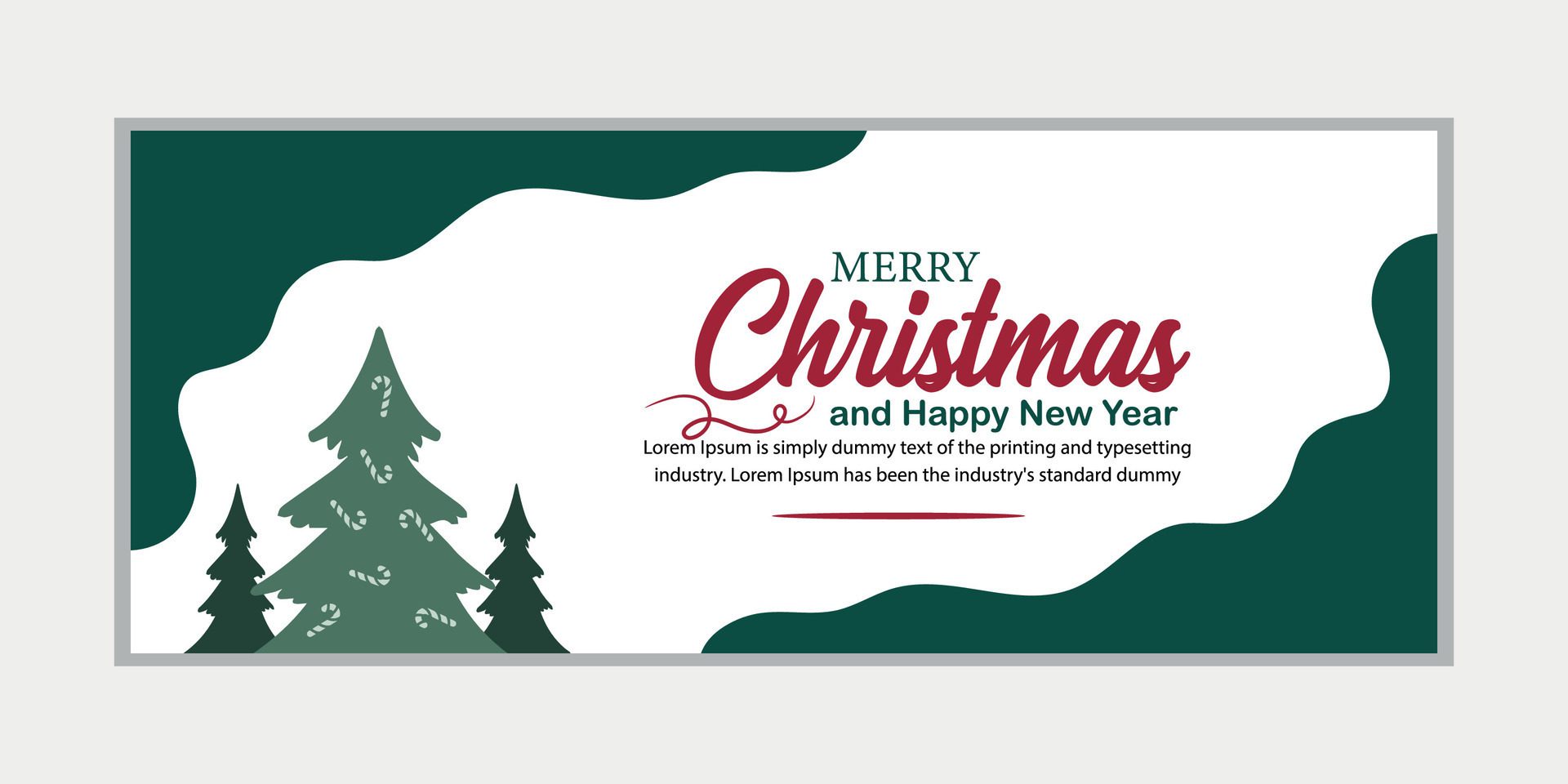 merry christmas banner set and happy new year banner, social media cover and web banner,Merry Christmas design for greeting card, Free Vector