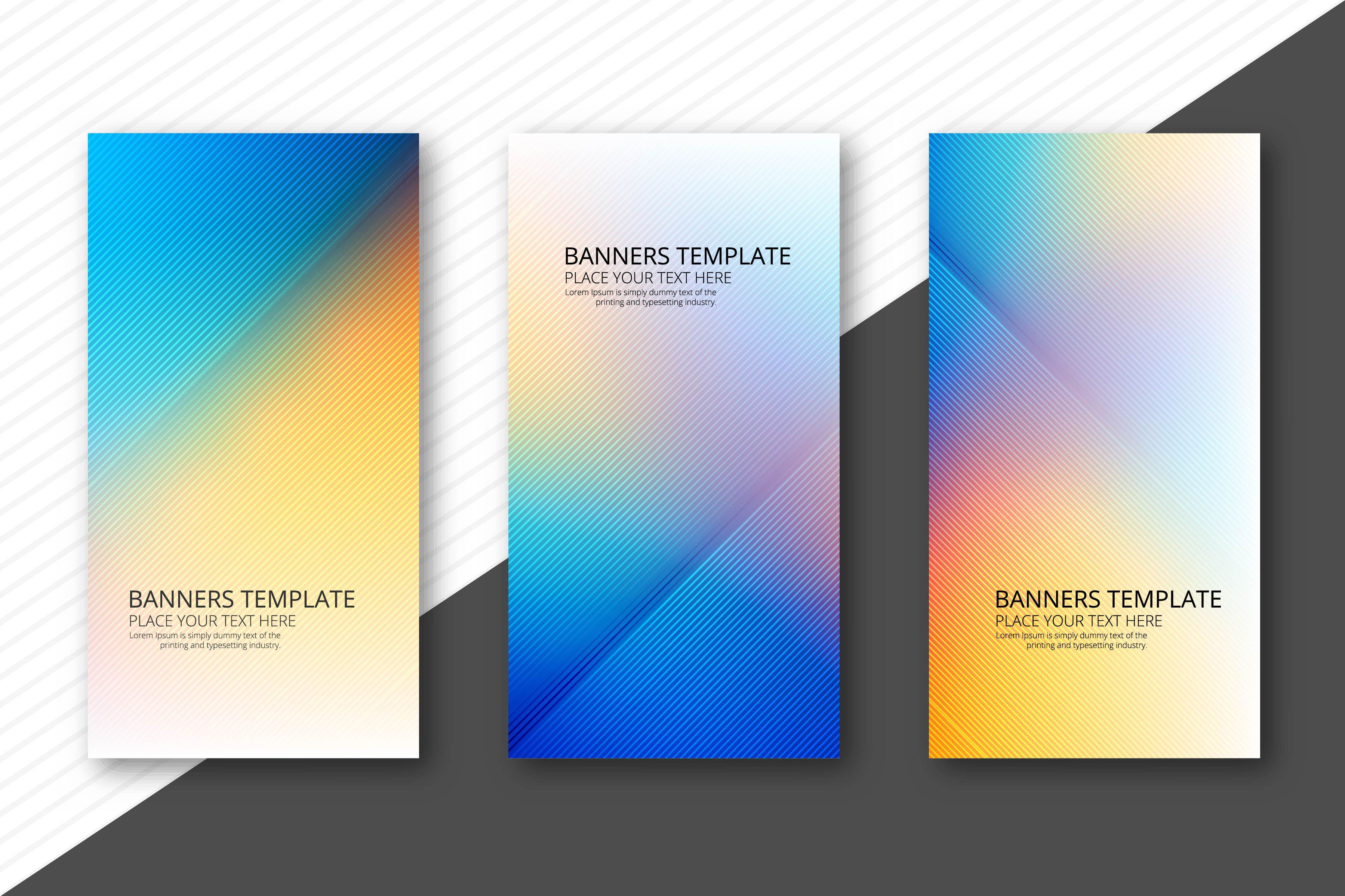 Beautiful colorful banners set template design vector Free Vector