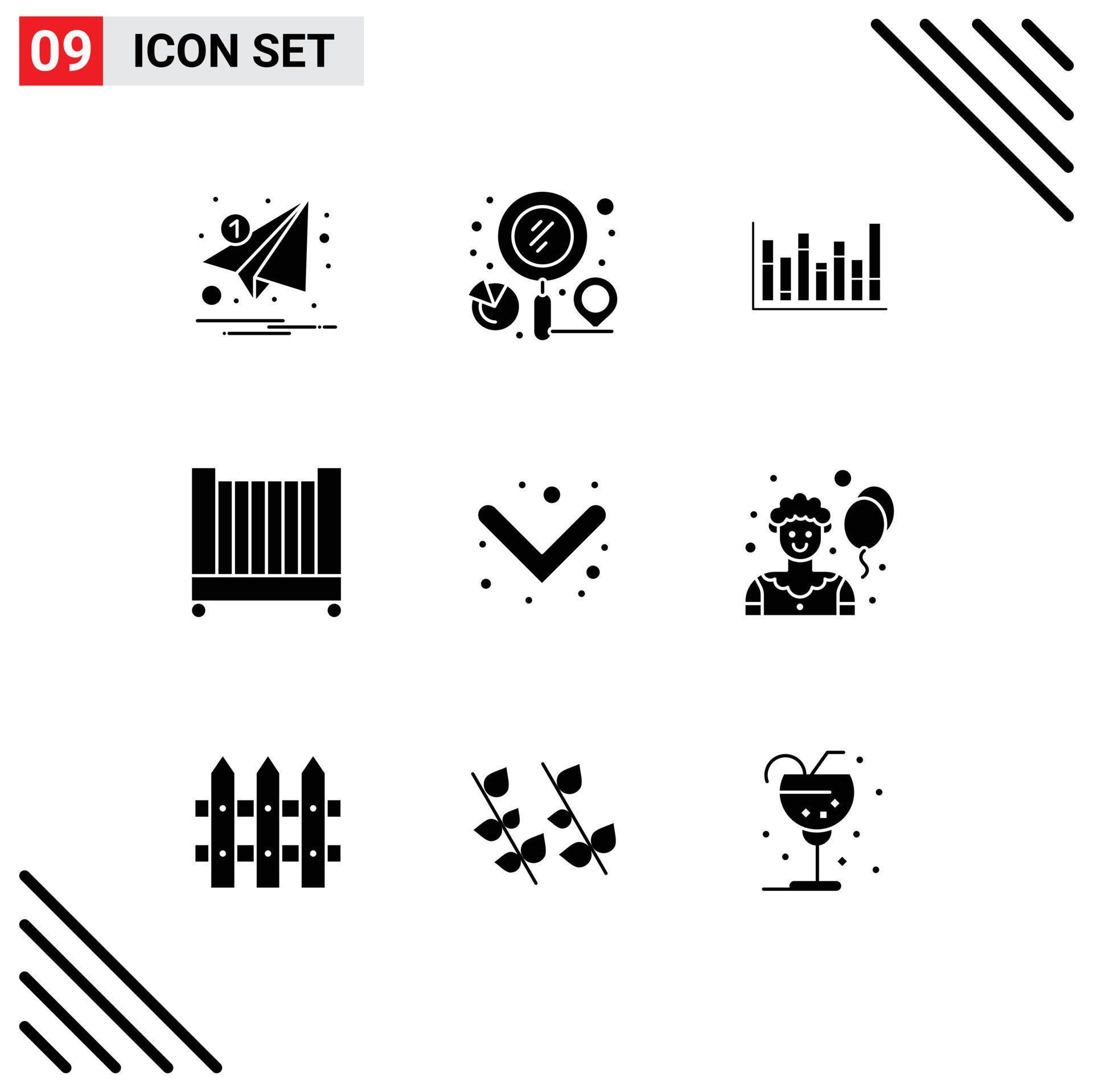 Solid Glyph Pack of 9 Universal Symbols of arrow child search bed up Editable Vector Design Elements Stock Free