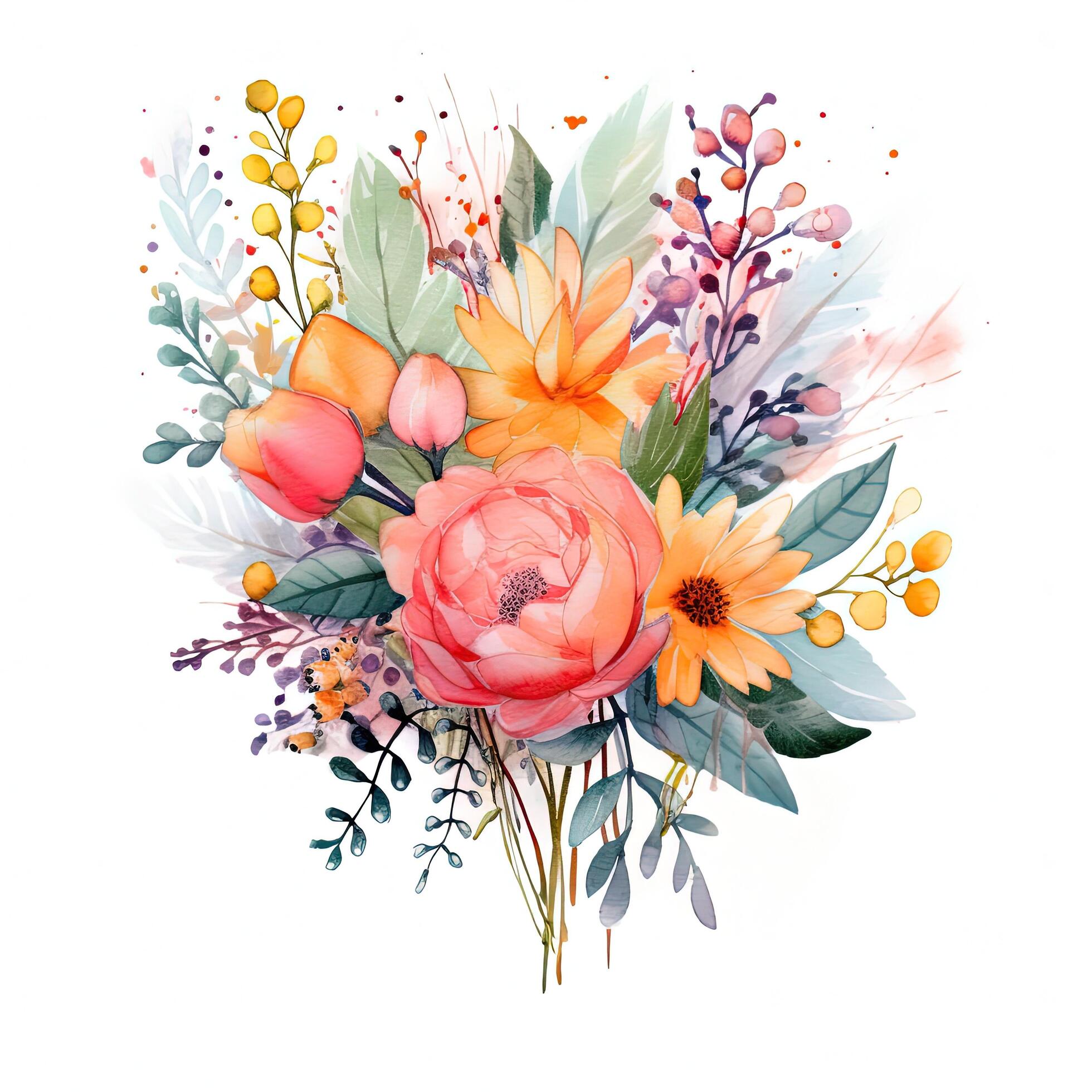 Watercolor flower bouquet. Illustration Stock Free