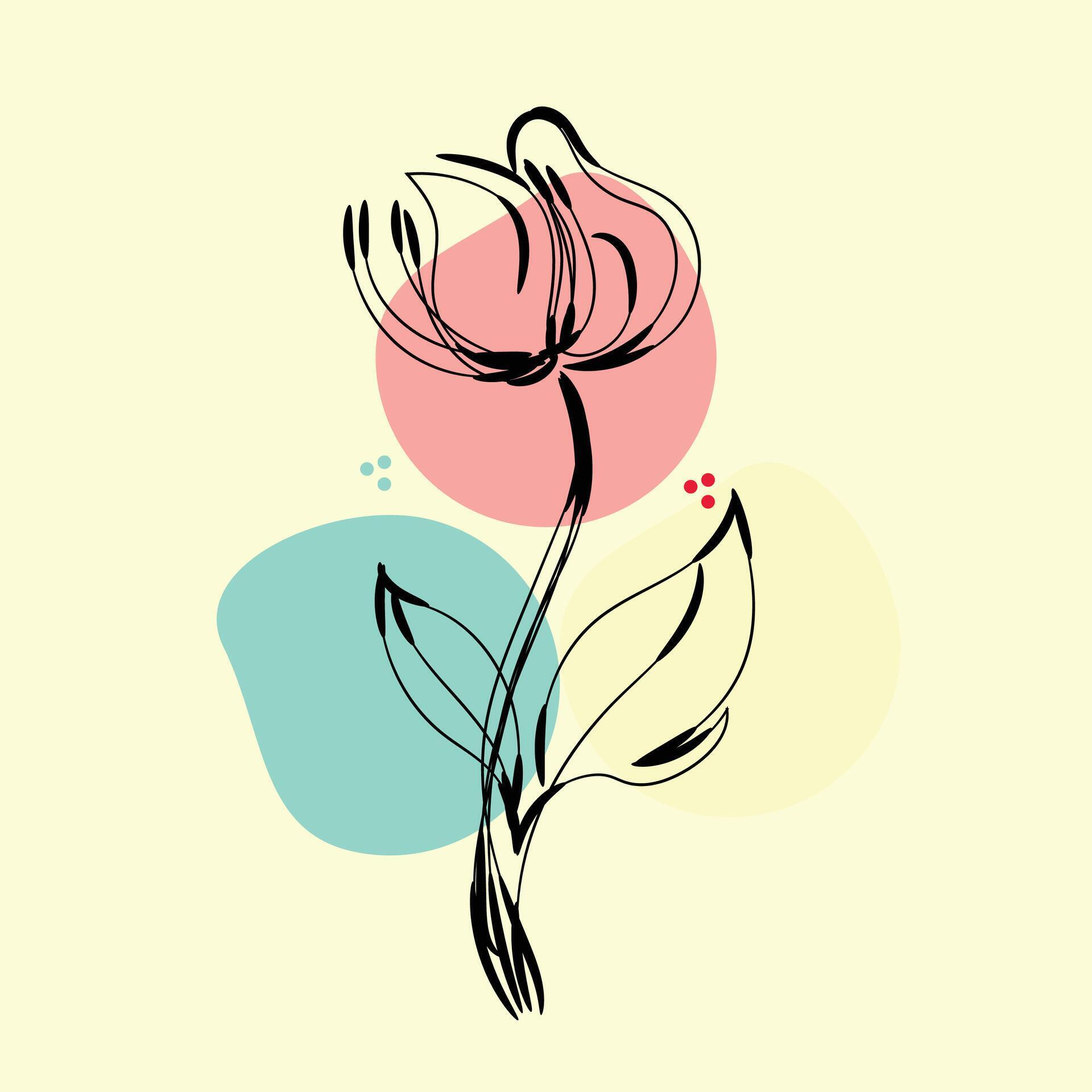 Flat design simple flower outline Stock Free