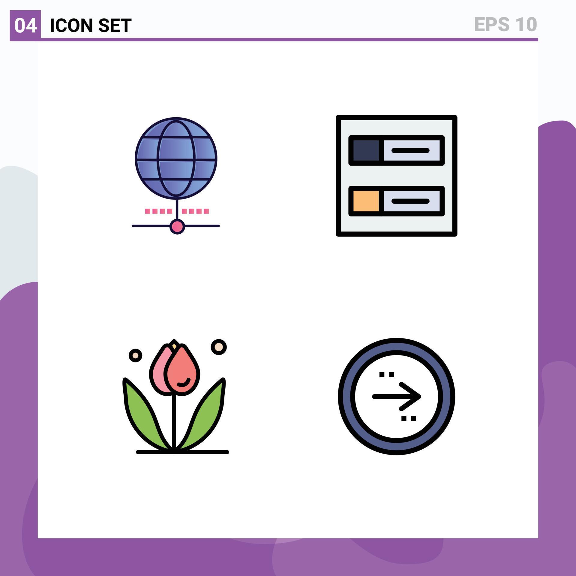 Universal Icon Symbols Group of 4 Modern Filledline Flat Colors of globe nature world profiles arrow Editable Vector Design Elements Stock Free and Free SVG