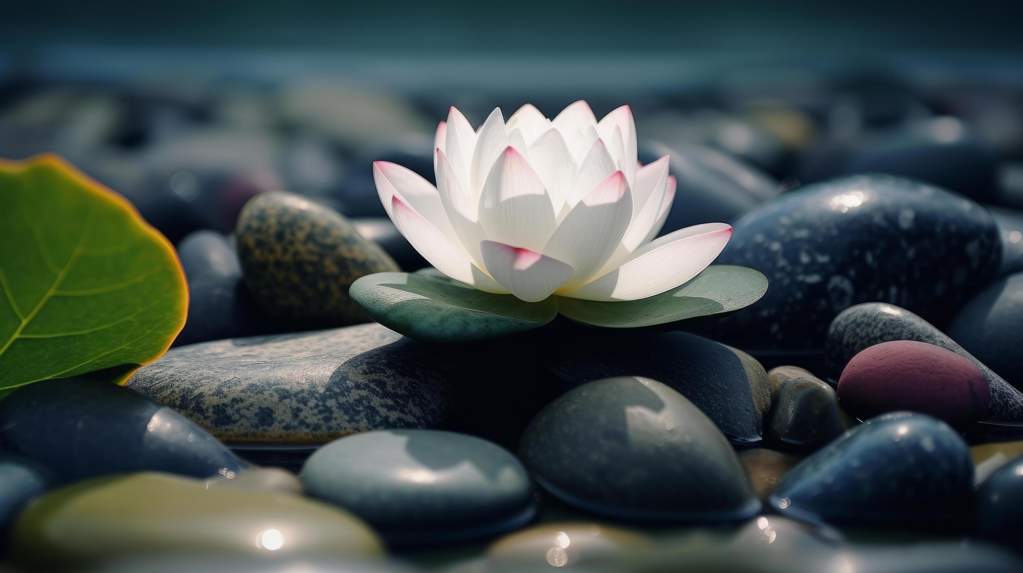 Lotus flower stone background. Illustration Stock Free