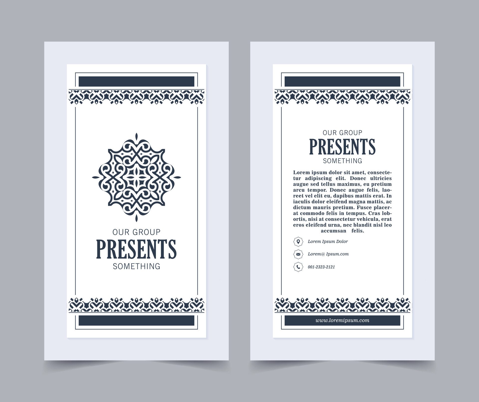 vertical business card with ornament pattern border Free Vector