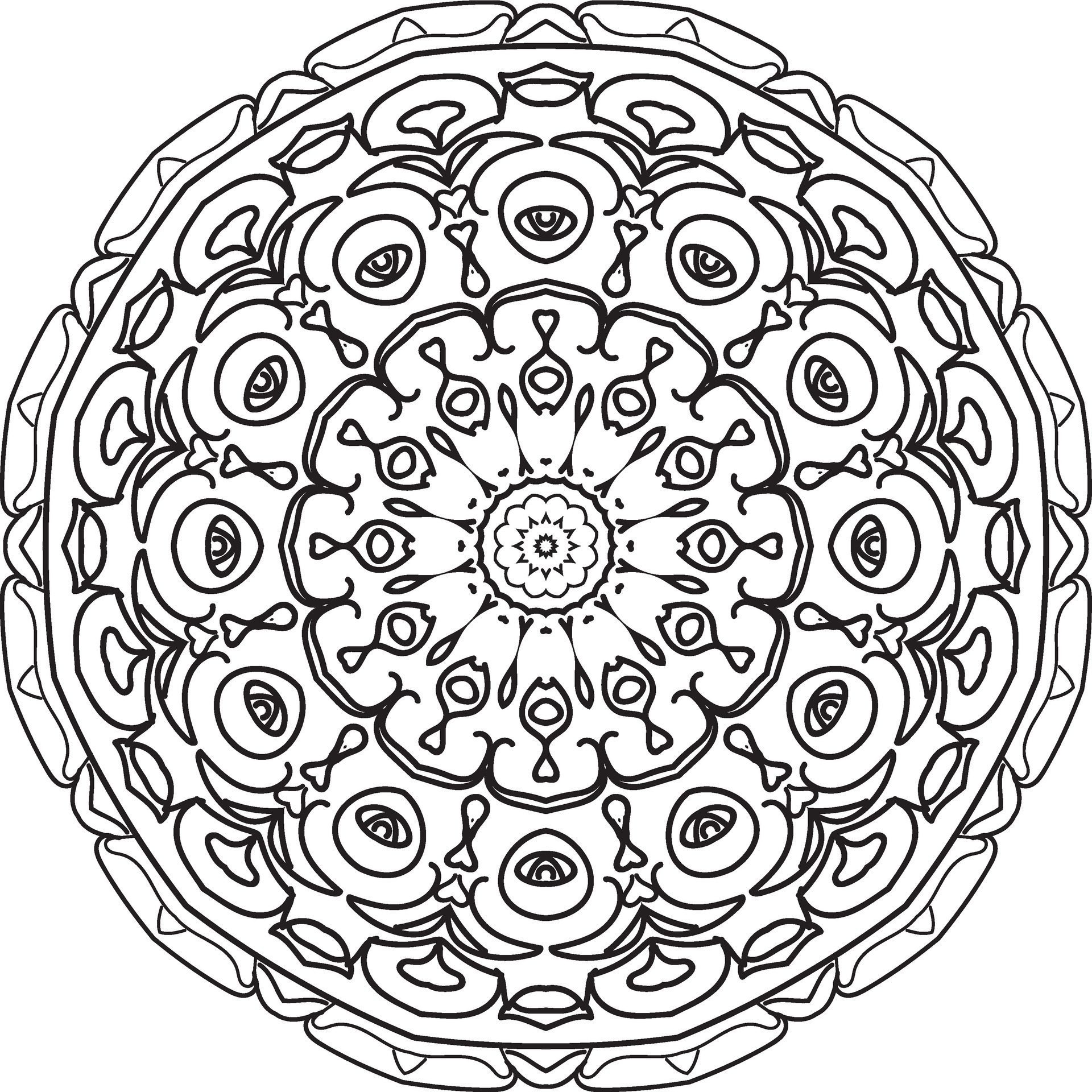 Circular pattern in form of mandala for Henna, Mehndi, tattoo, decoration. Decorative ornament in ethnic oriental style. Coloring book page. Free Vector
