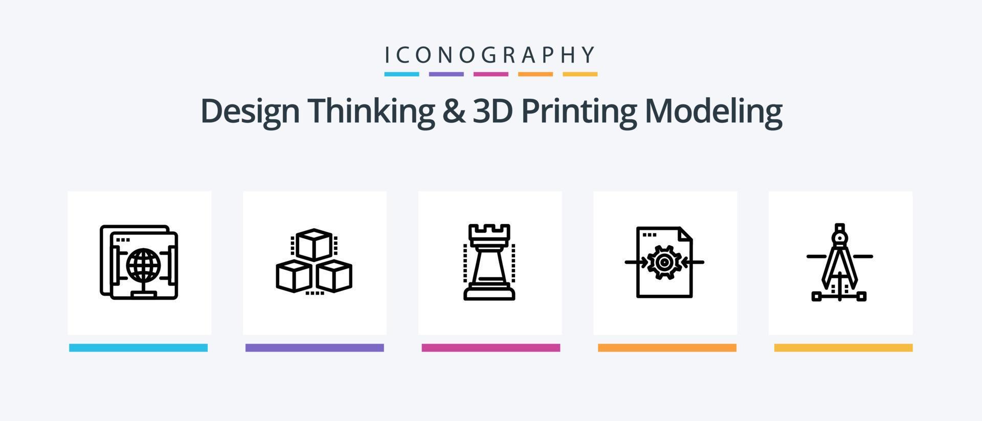 
									Design Thinking And D Printing Modeling Line 5 Icon Pack Including static. arrow. research. setting. file. Creative Icons Design Stock Free