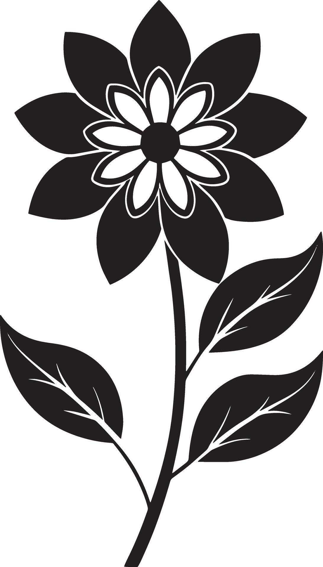 black and white flowers silhouette design illustration Stock Free