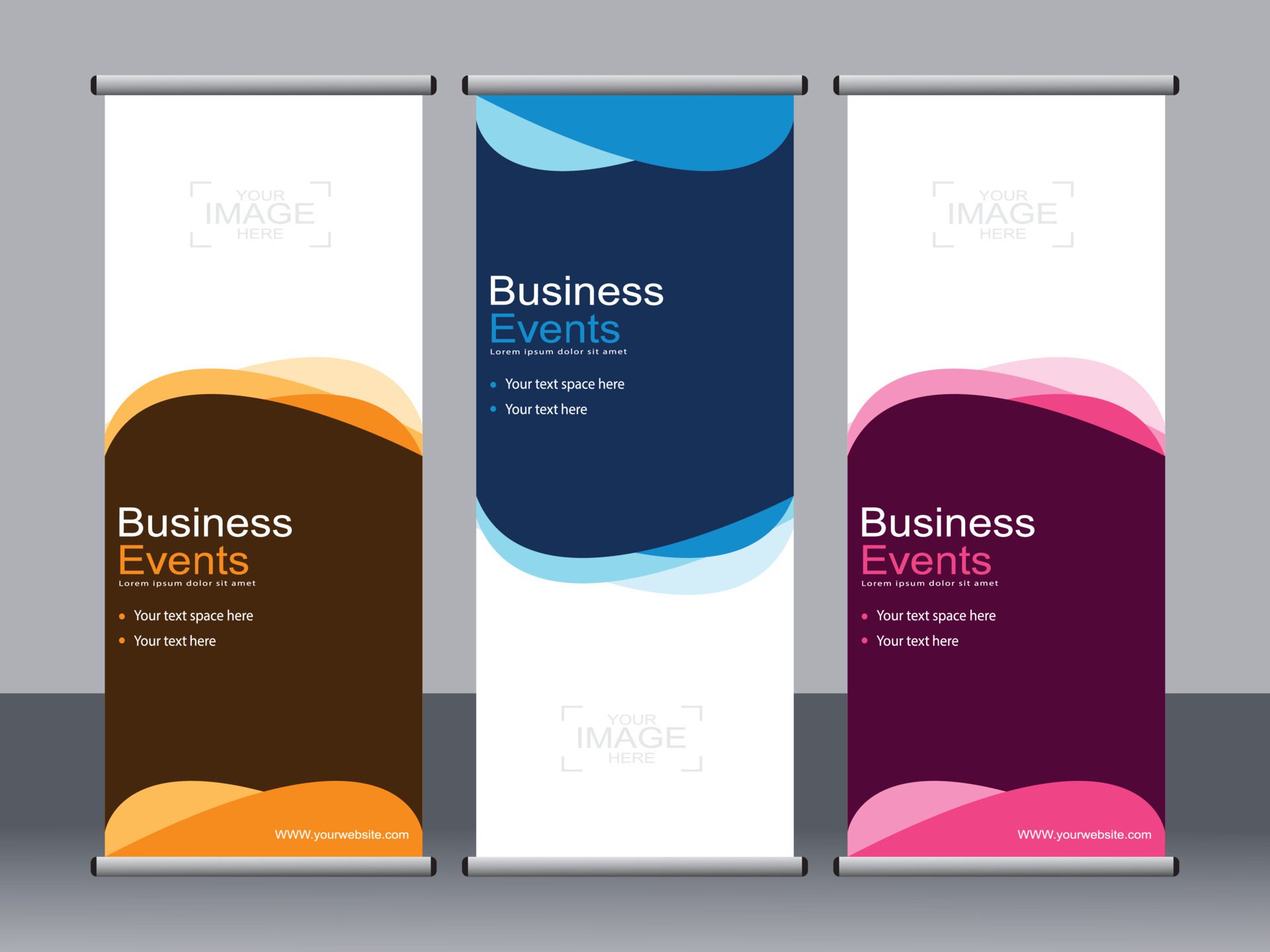 Business banner roll up set standee banner template. Free Vector