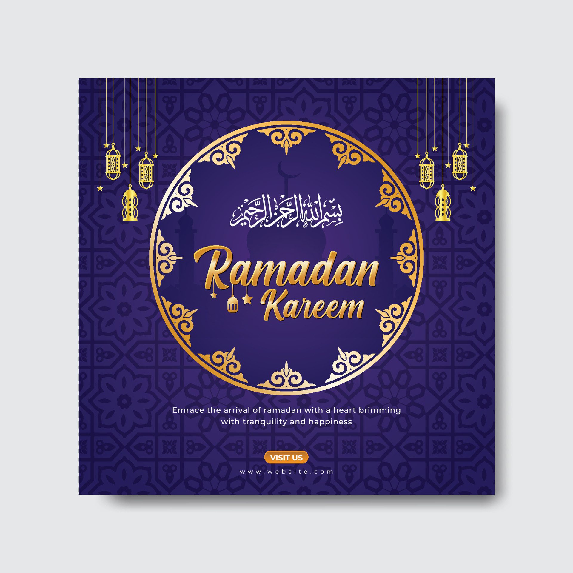 Ramadan Kareem Greetings Social Media Banner Post Design Template Free Vector