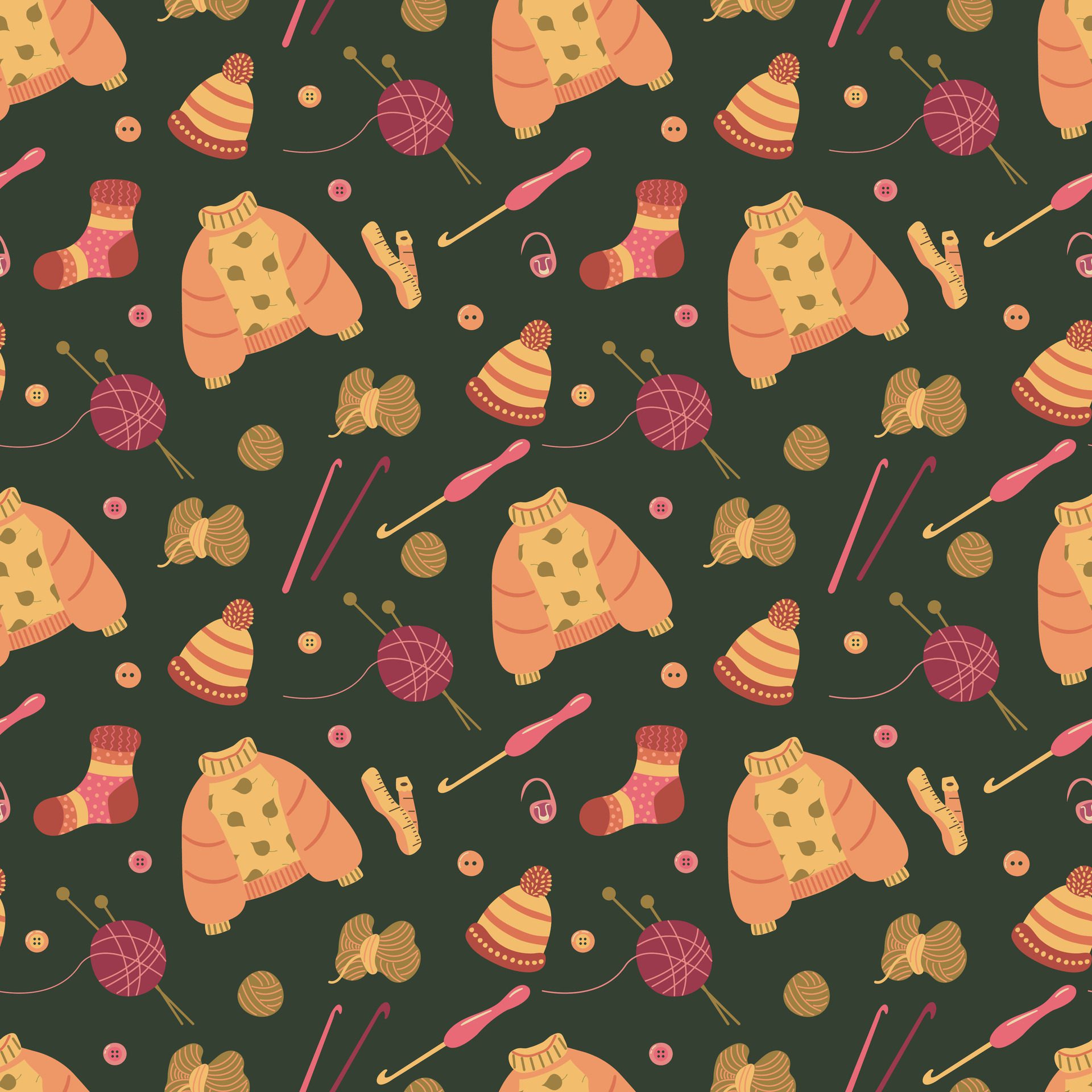 Knitting a seamless pattern. Designs for fabric, textiles, wallpaper, packaging. Free Vector