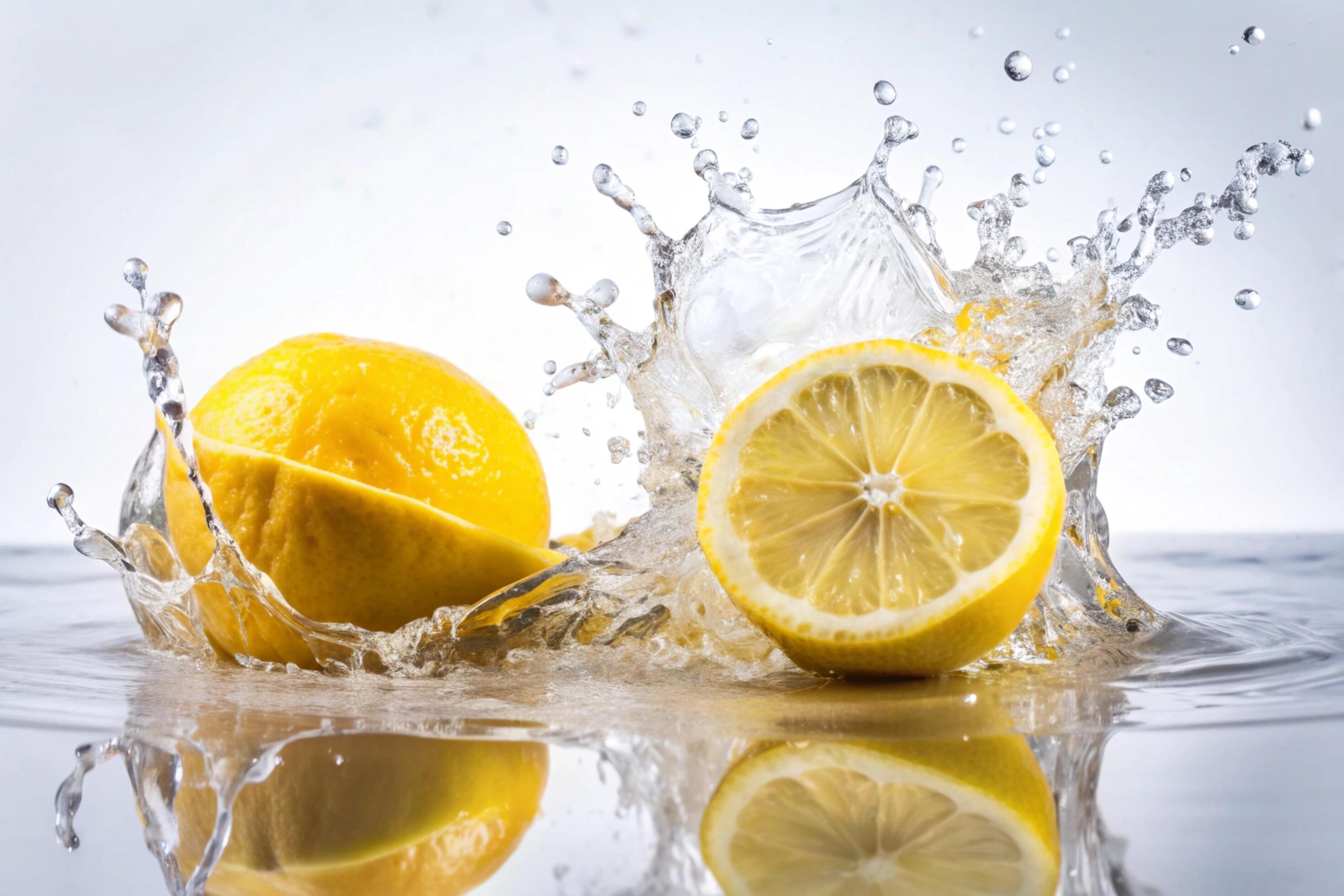 Lemon splashes on white background Stock Free